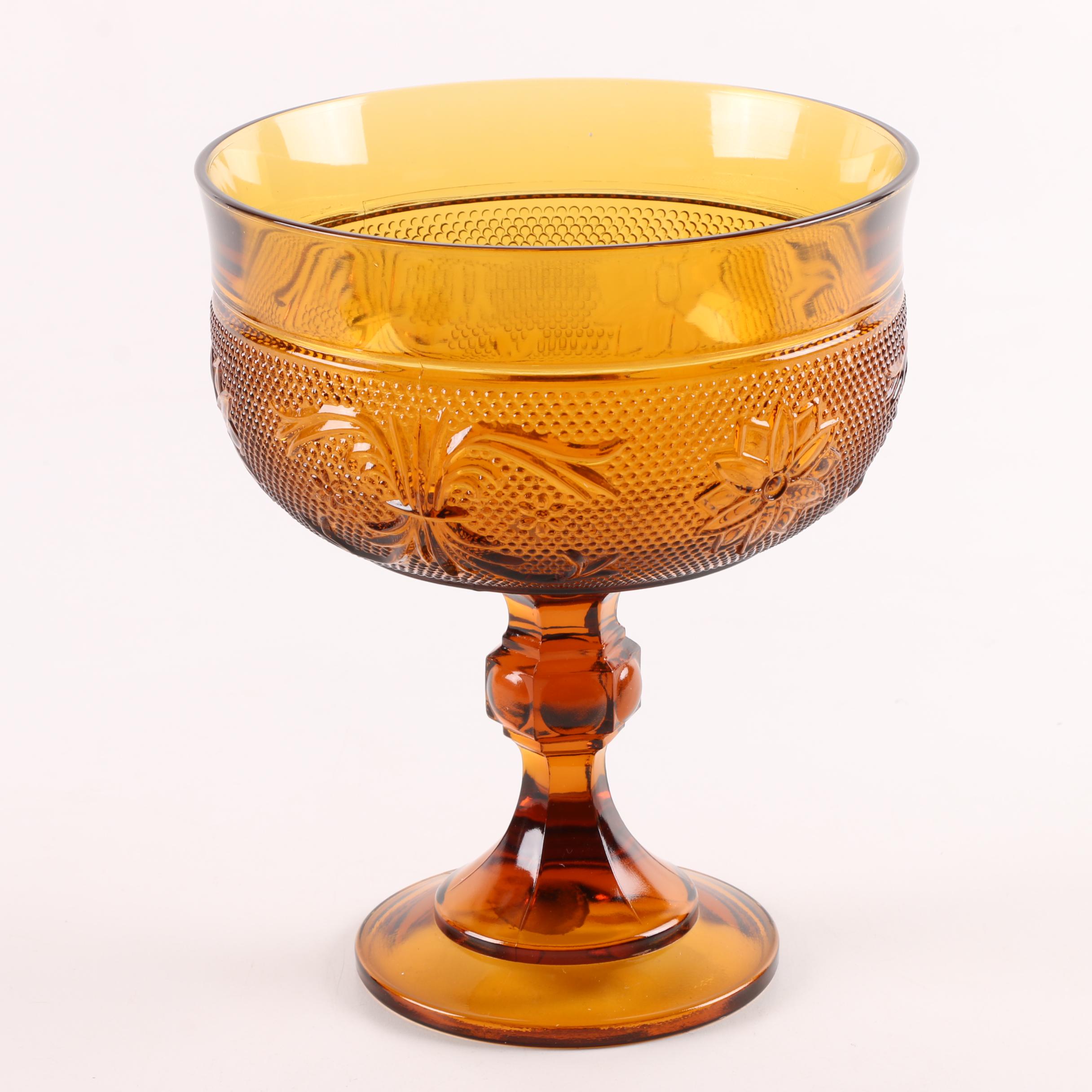 Collection of Vintage Amber Glass Tableware