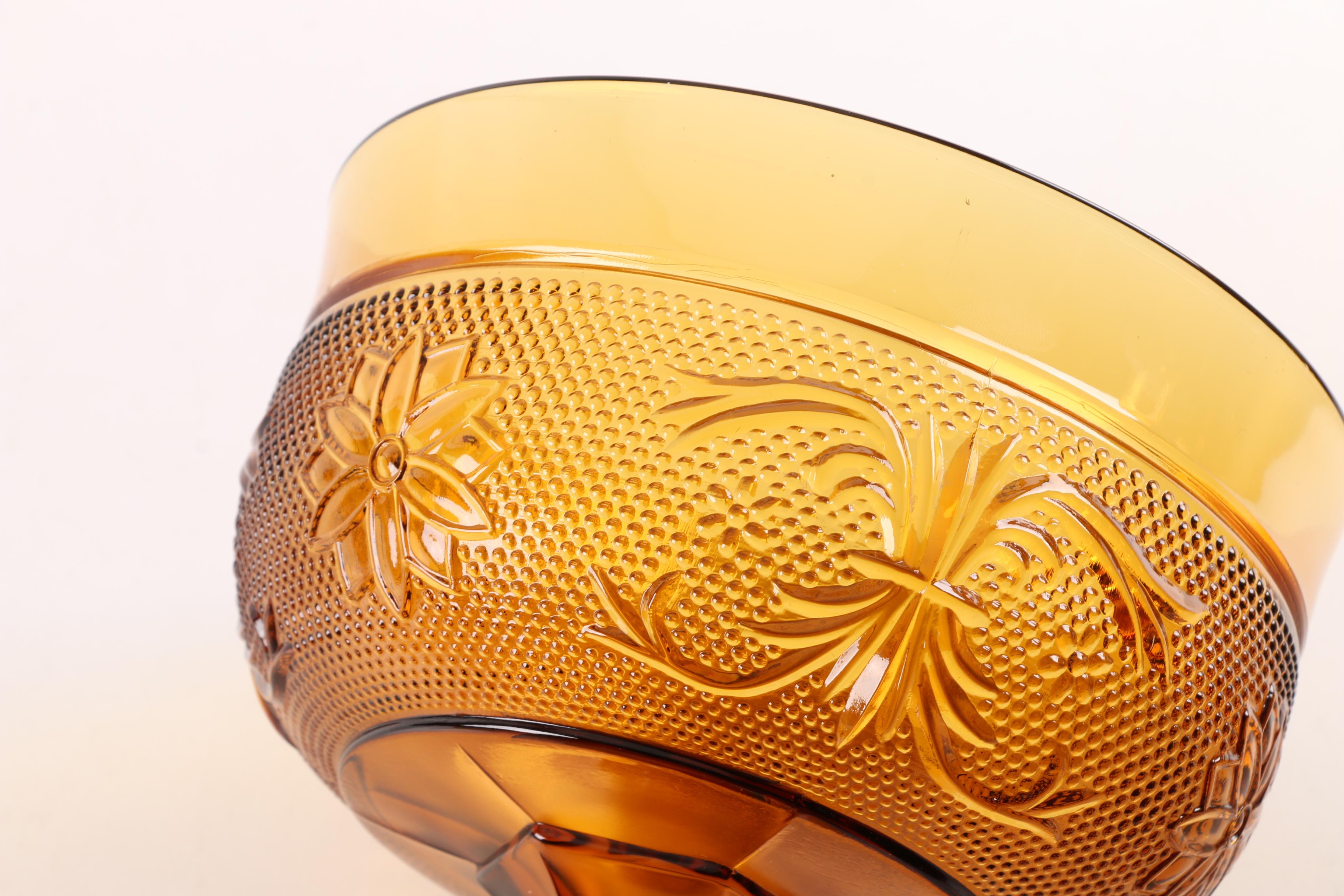 Collection of Vintage Amber Glass Tableware