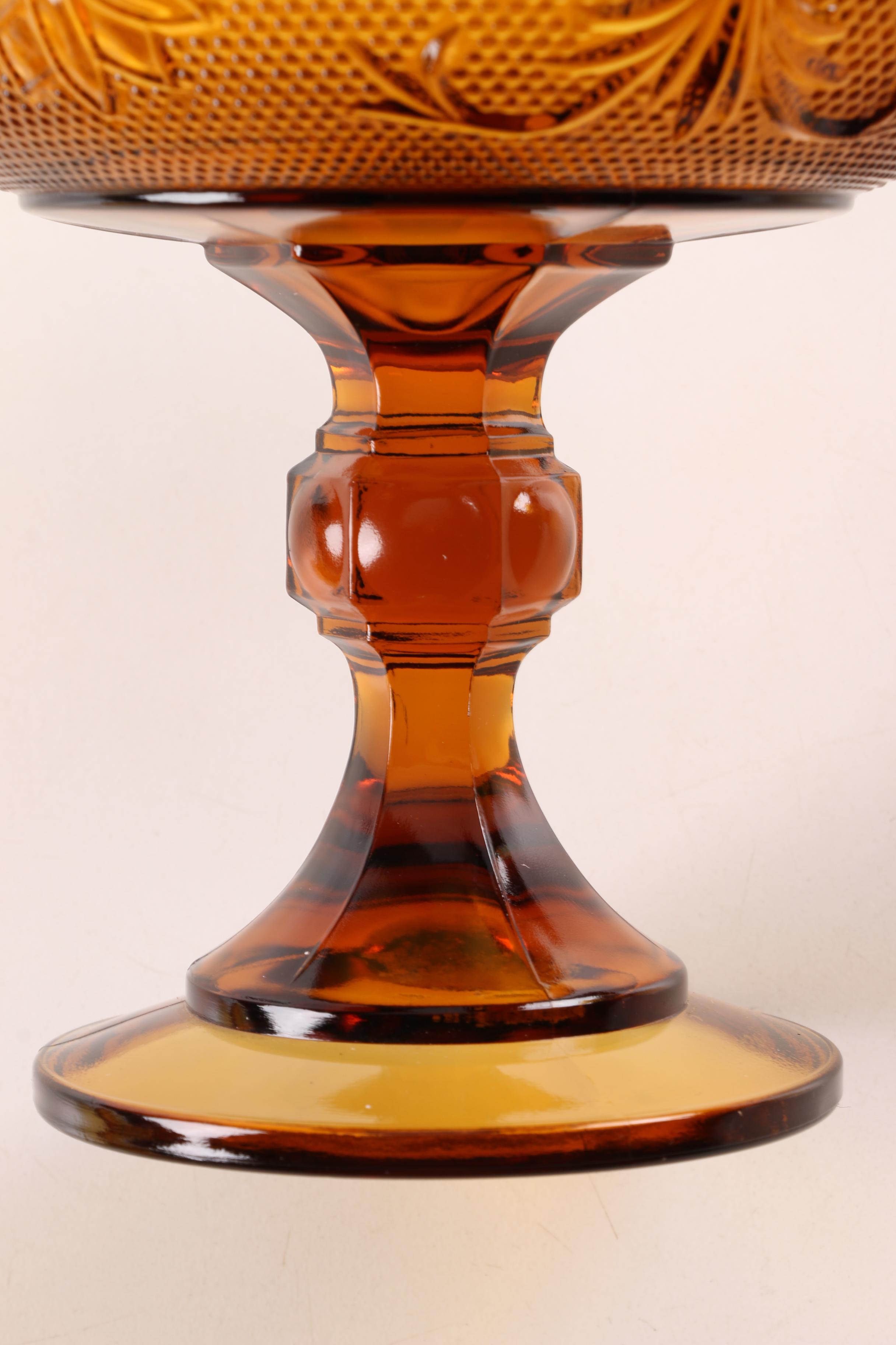 Collection of Vintage Amber Glass Tableware