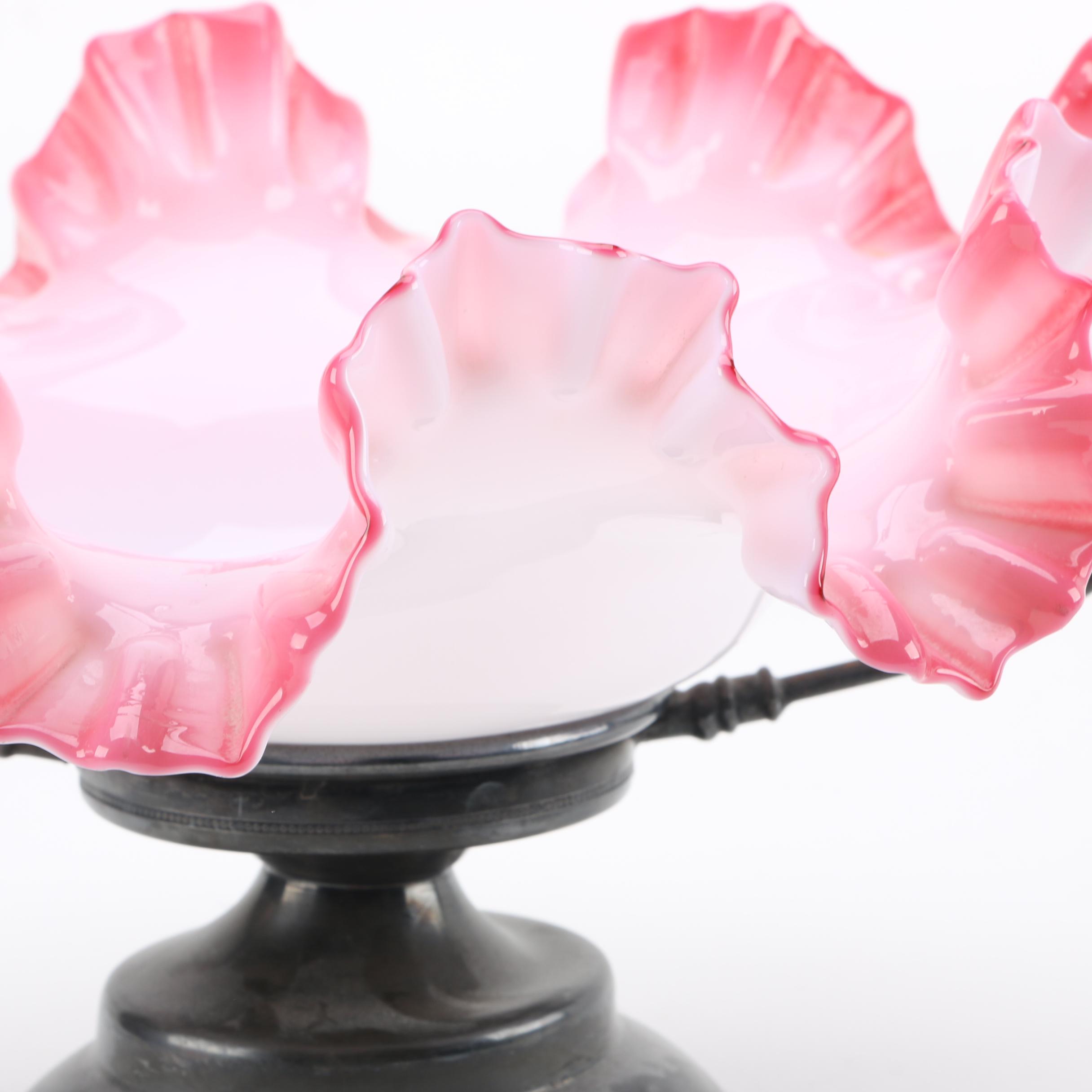 Fenton Glass Victorian Bride's Basket with a Fenton "Coin Dot" Basket