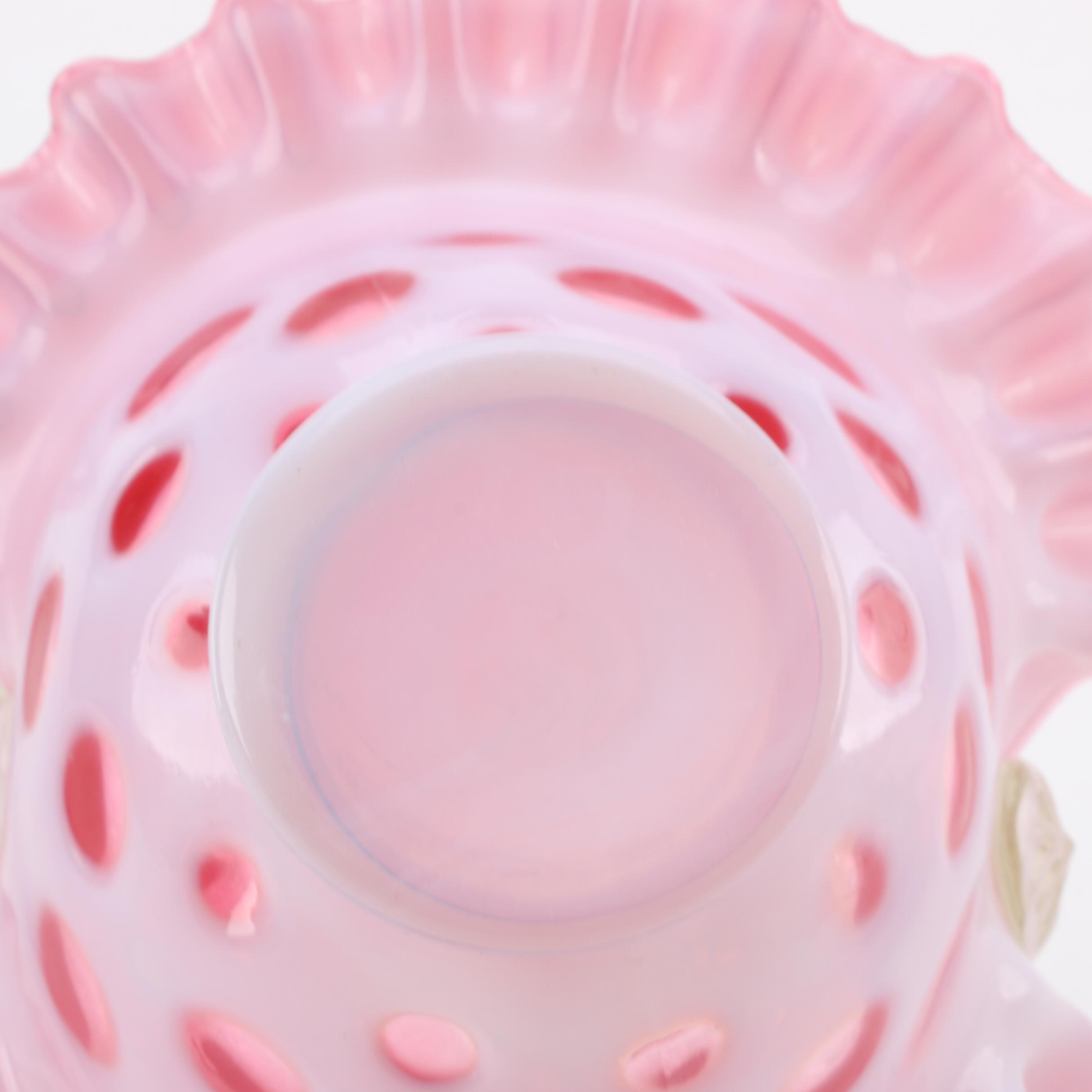 Fenton Glass Victorian Bride's Basket with a Fenton "Coin Dot" Basket