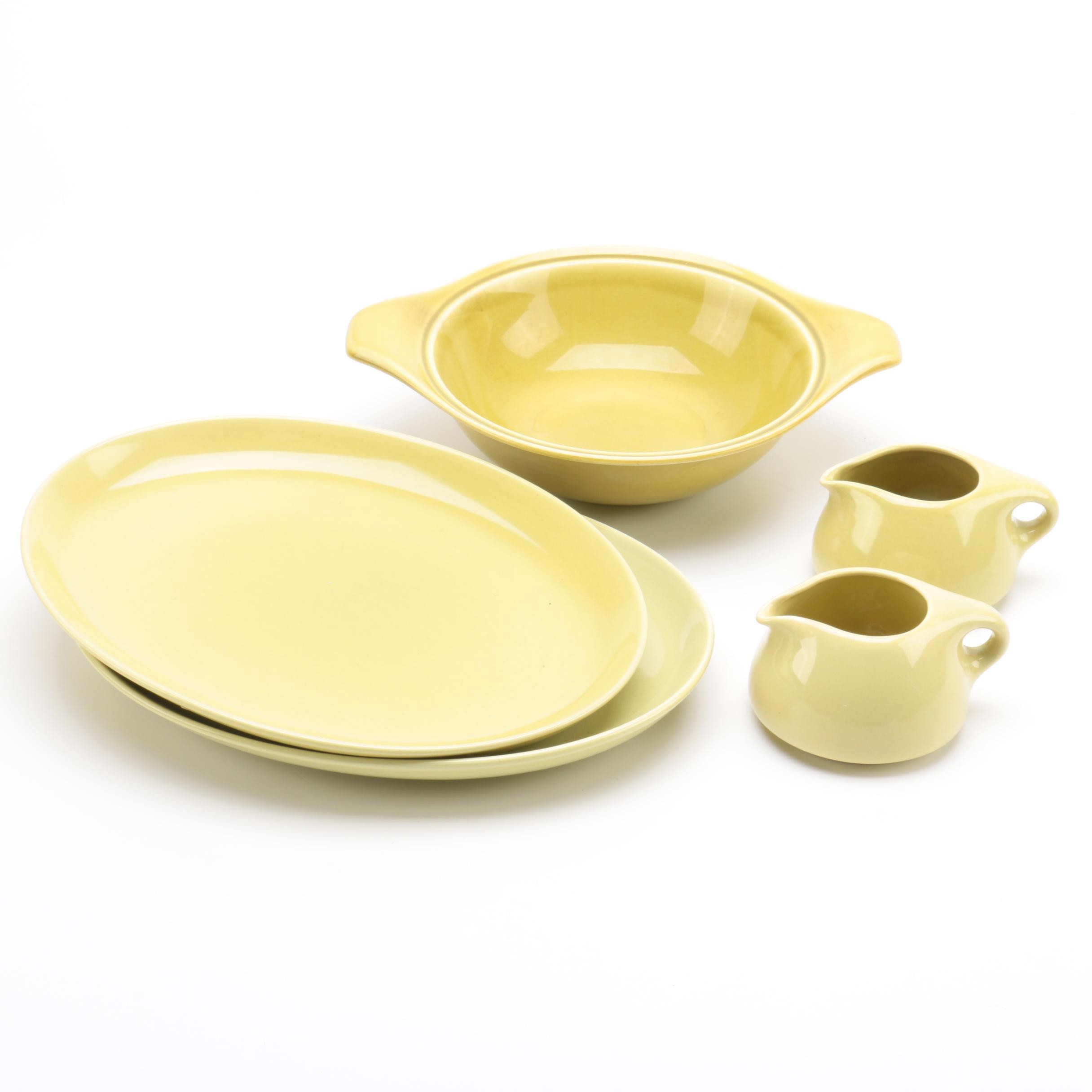Russel Wright "Casual Avocado Yellow" Serveware by Steubenville Pottery 1949-60
