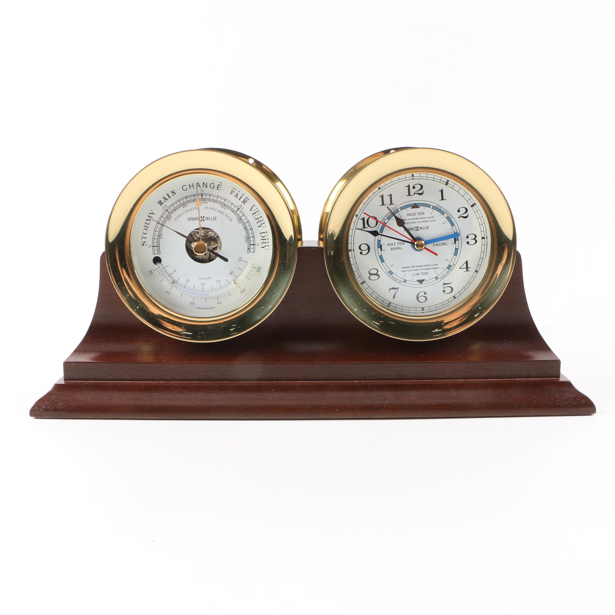 Howard Miller Tide and Time Clock and Barometer on Stands