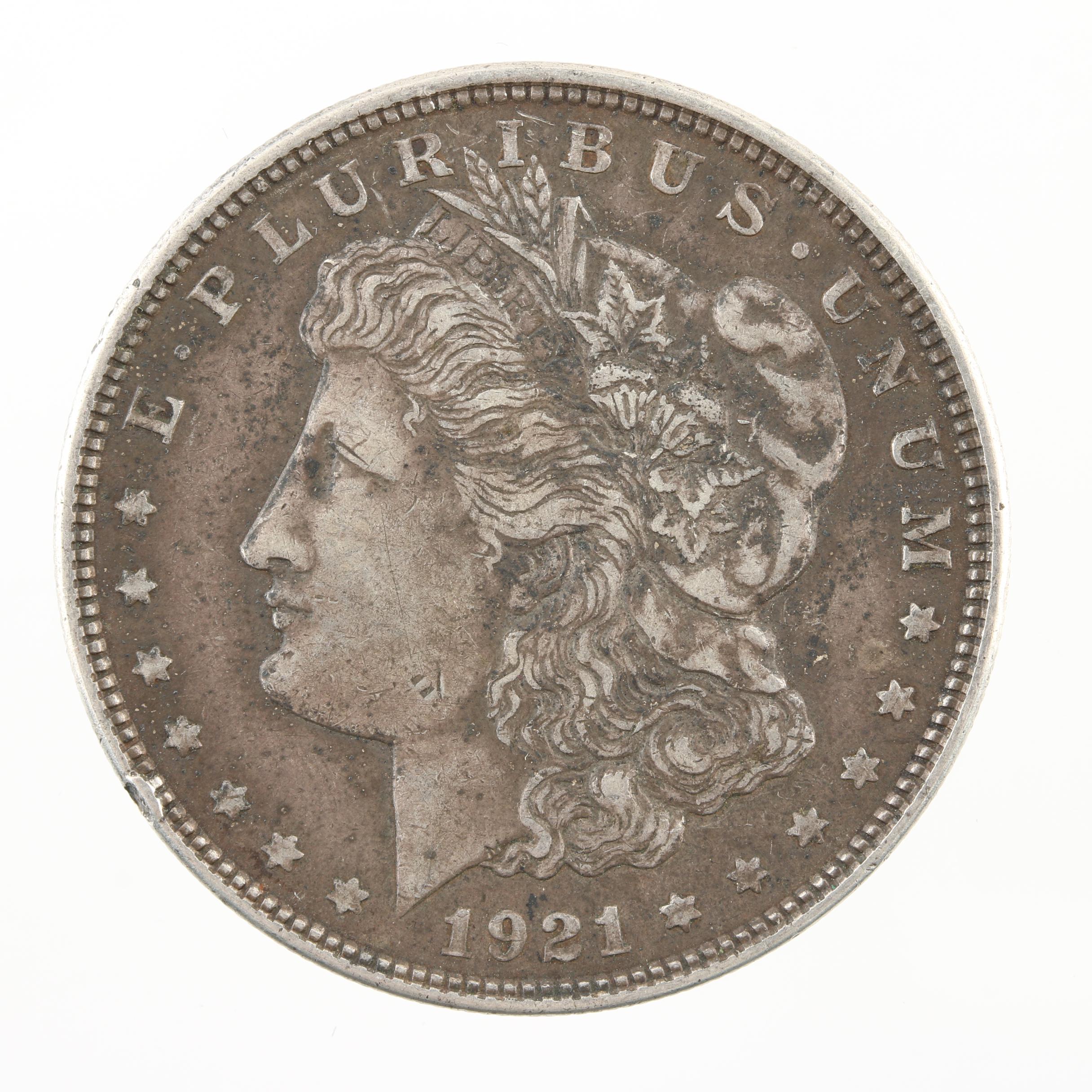 Group of Three Silver Morgan Dollars Including 1878, 1888, and 1921