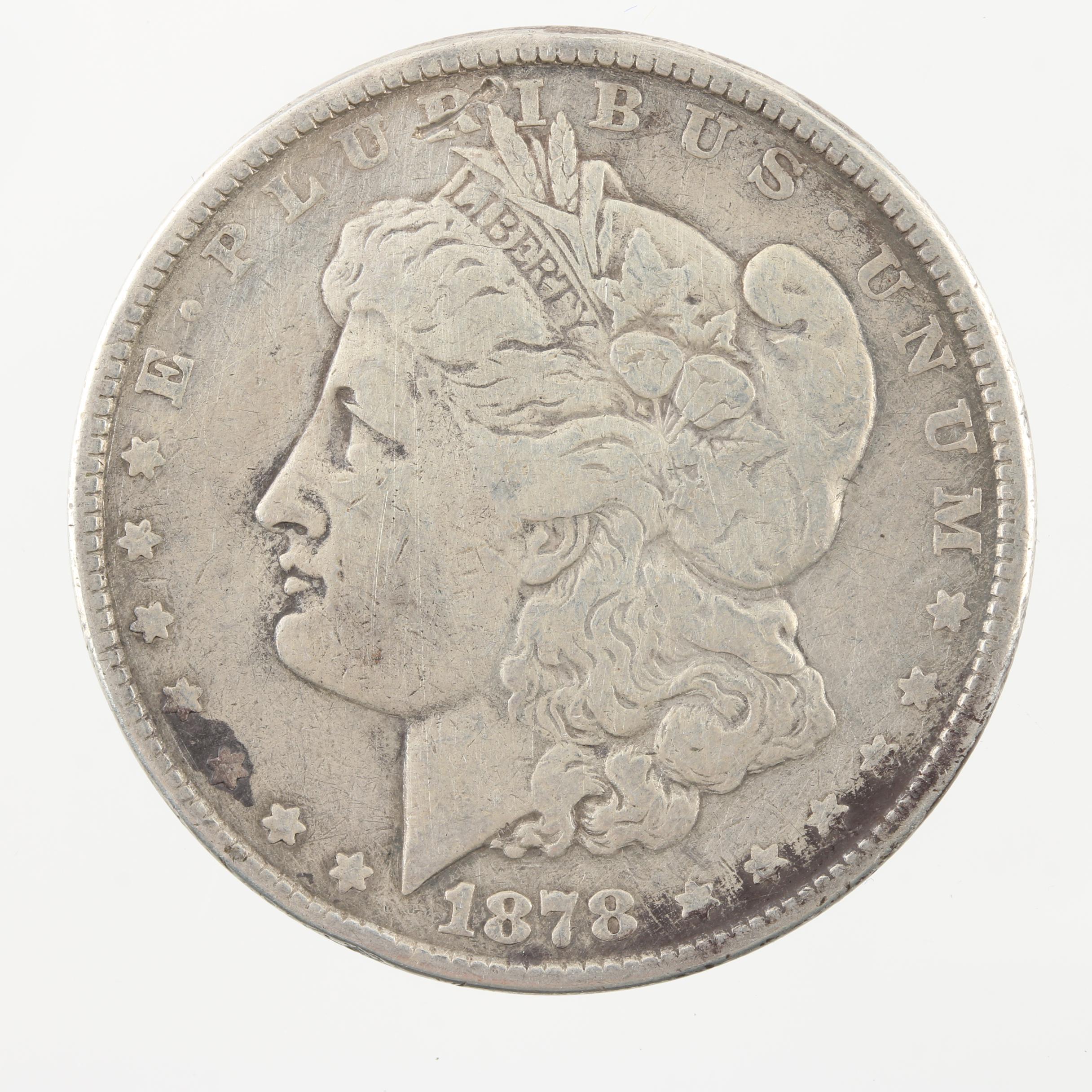 Group of Three Silver Morgan Dollars Including 1878, 1888, and 1921