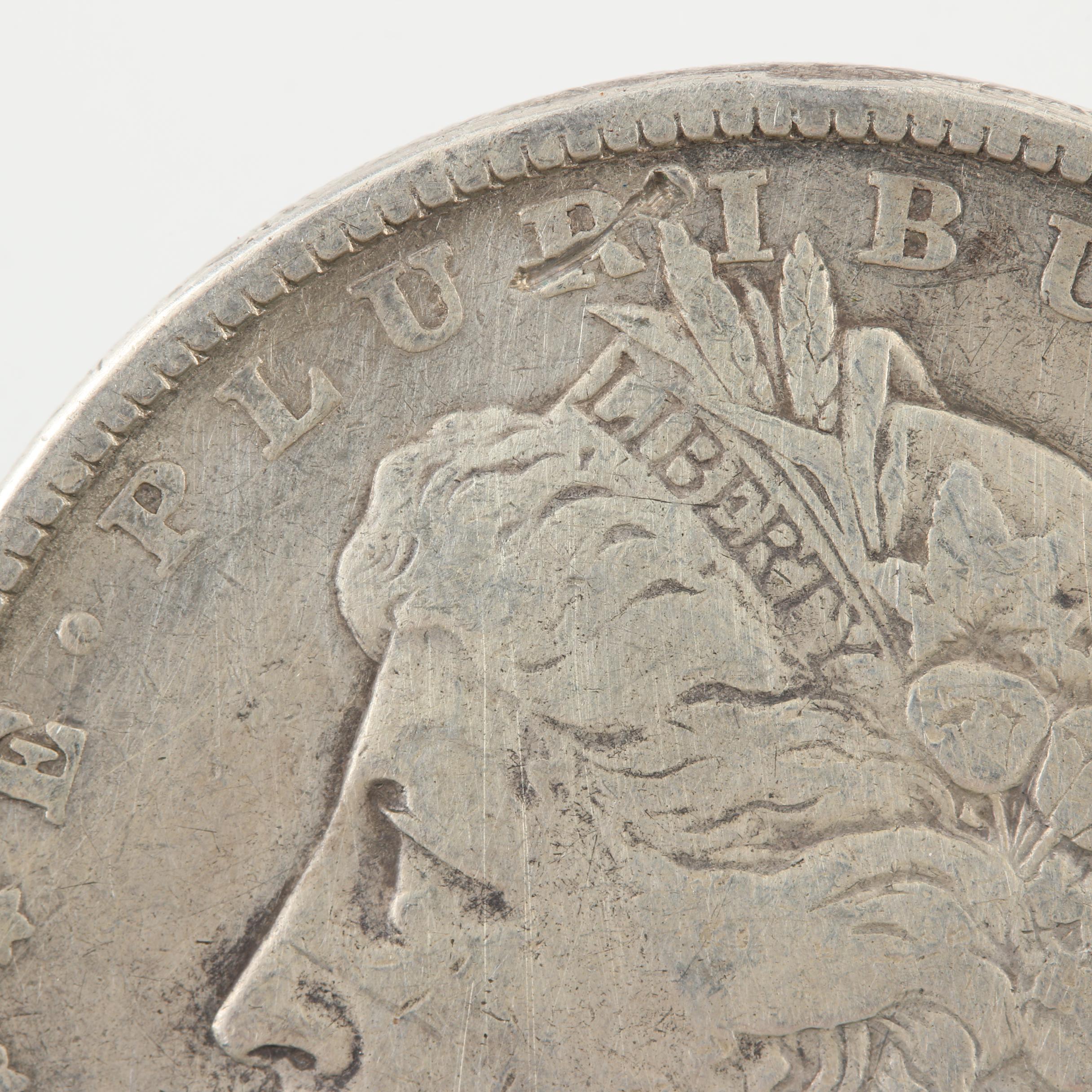 Group of Three Silver Morgan Dollars Including 1878, 1888, and 1921