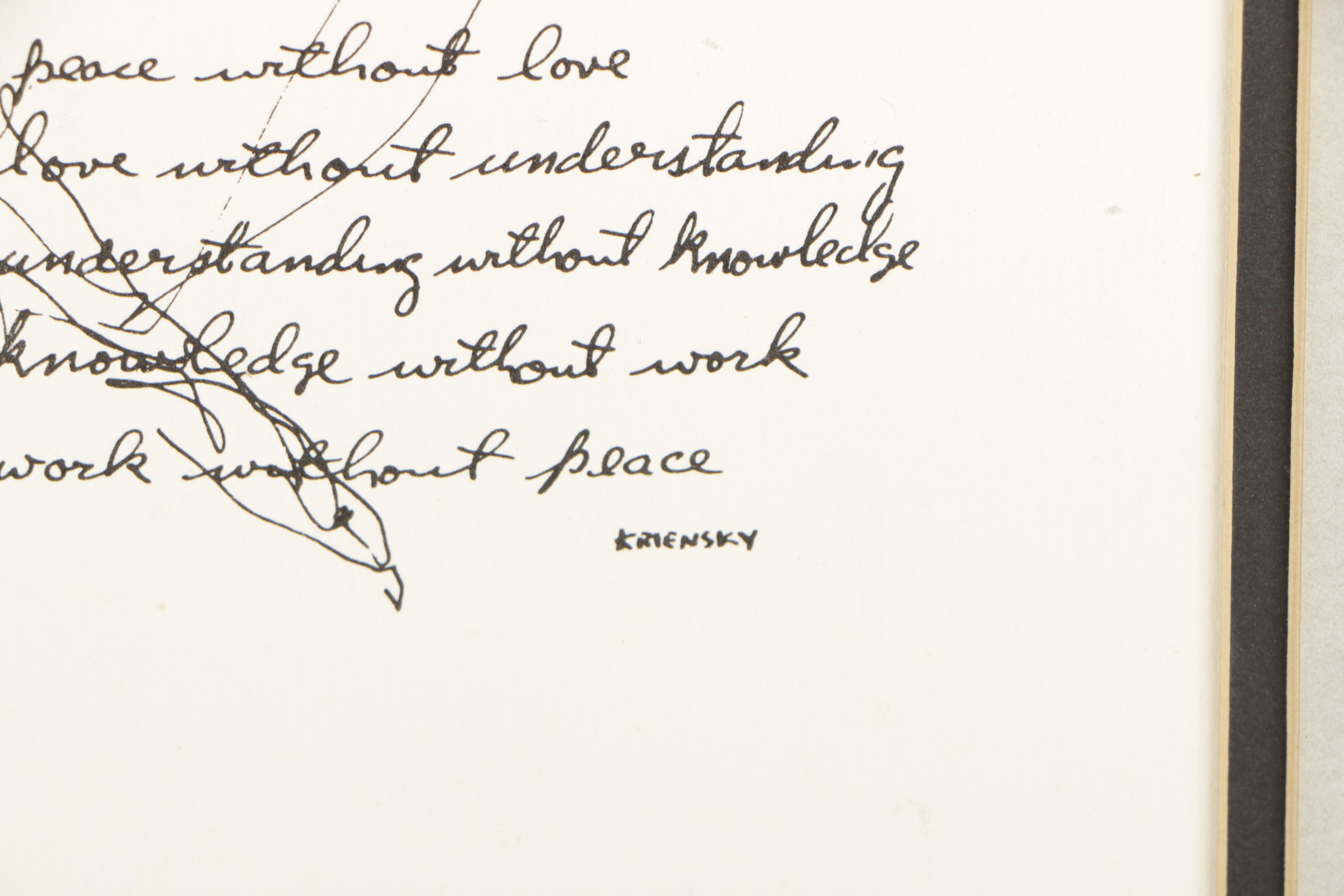 Morris Kriensky Lithograph Quote