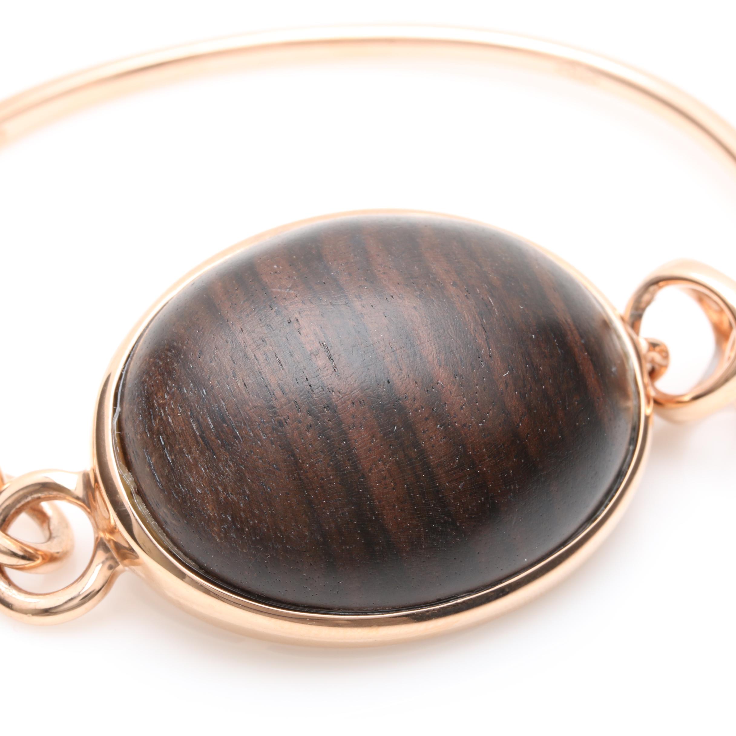 Di Modolo Gold Wash on Sterling Silver Wood Bangle Bracelet