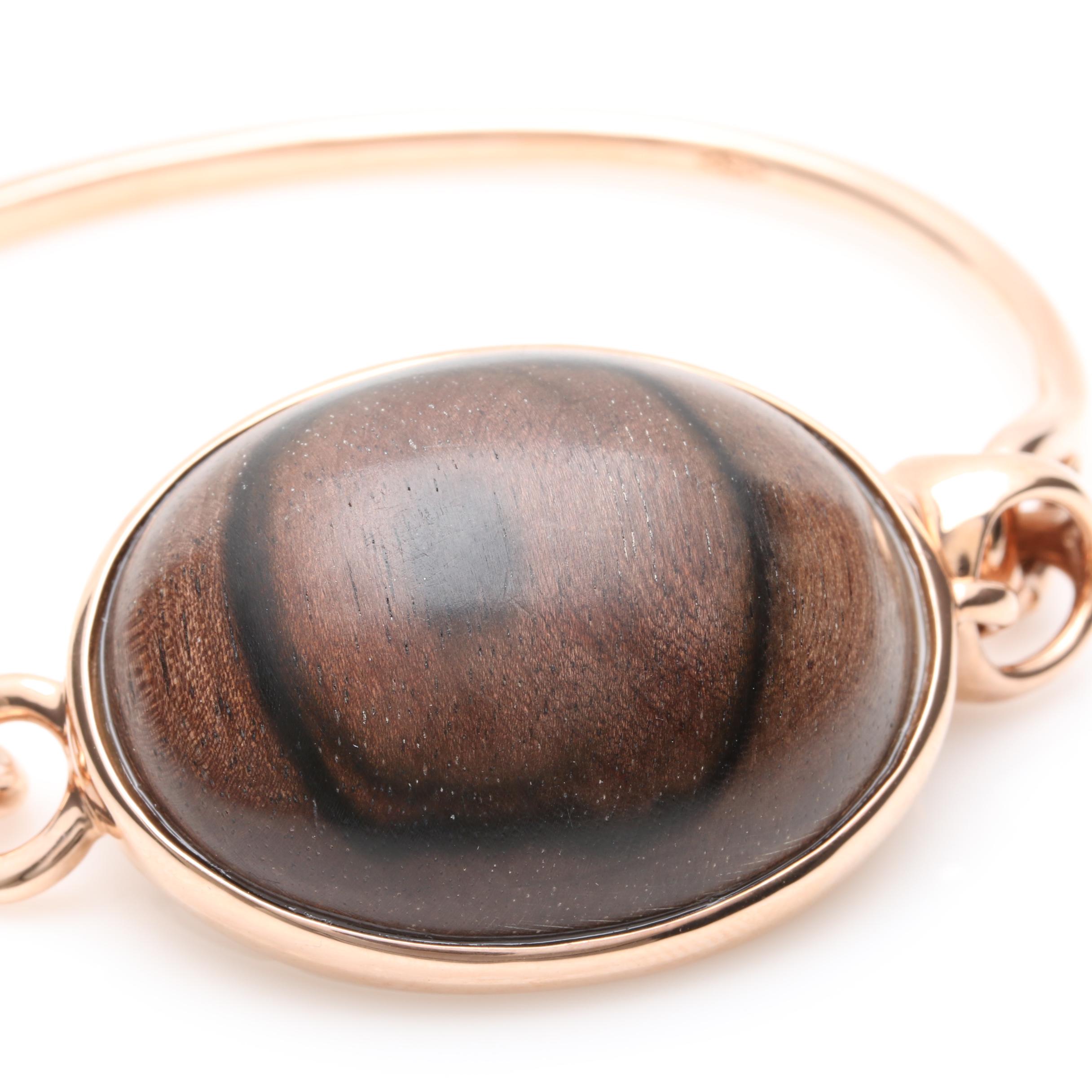 Di Modolo Gold Wash on Sterling Silver Wood Bangle Bracelet