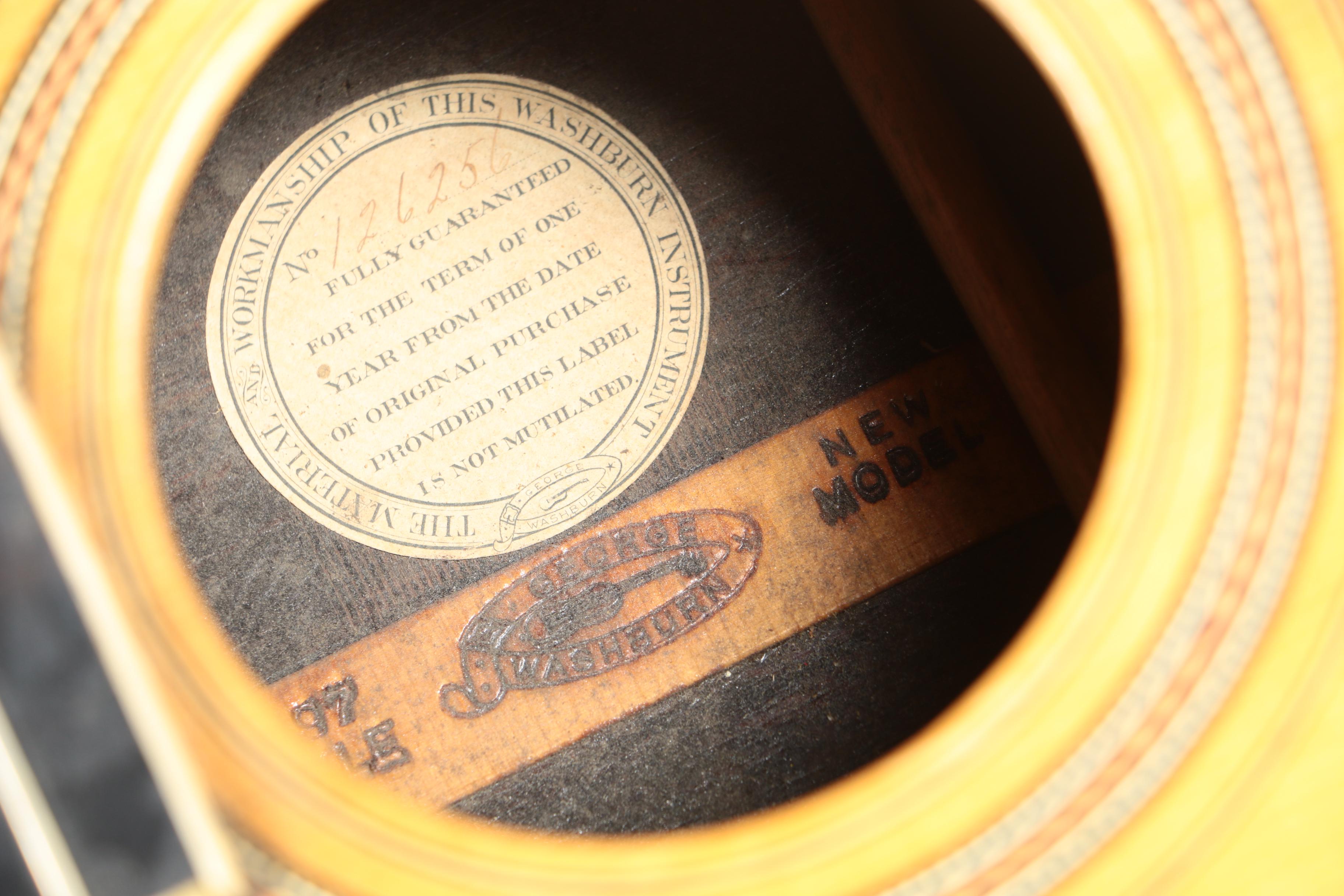 Vintage George Washburn 1897-Style "New Model 123" Parlor Acoustic Guitar