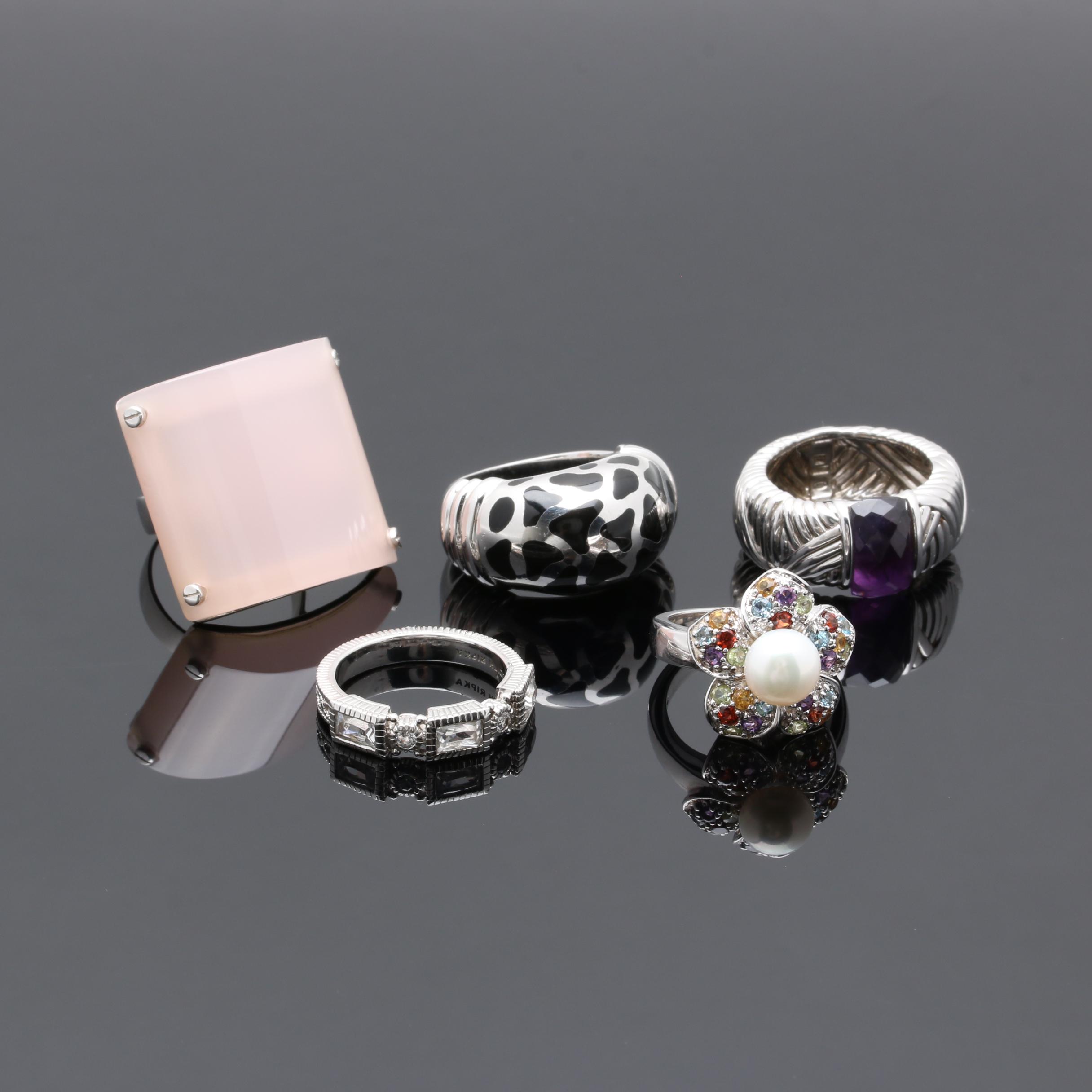 Assorted Sterling Silver Gemstone Rings