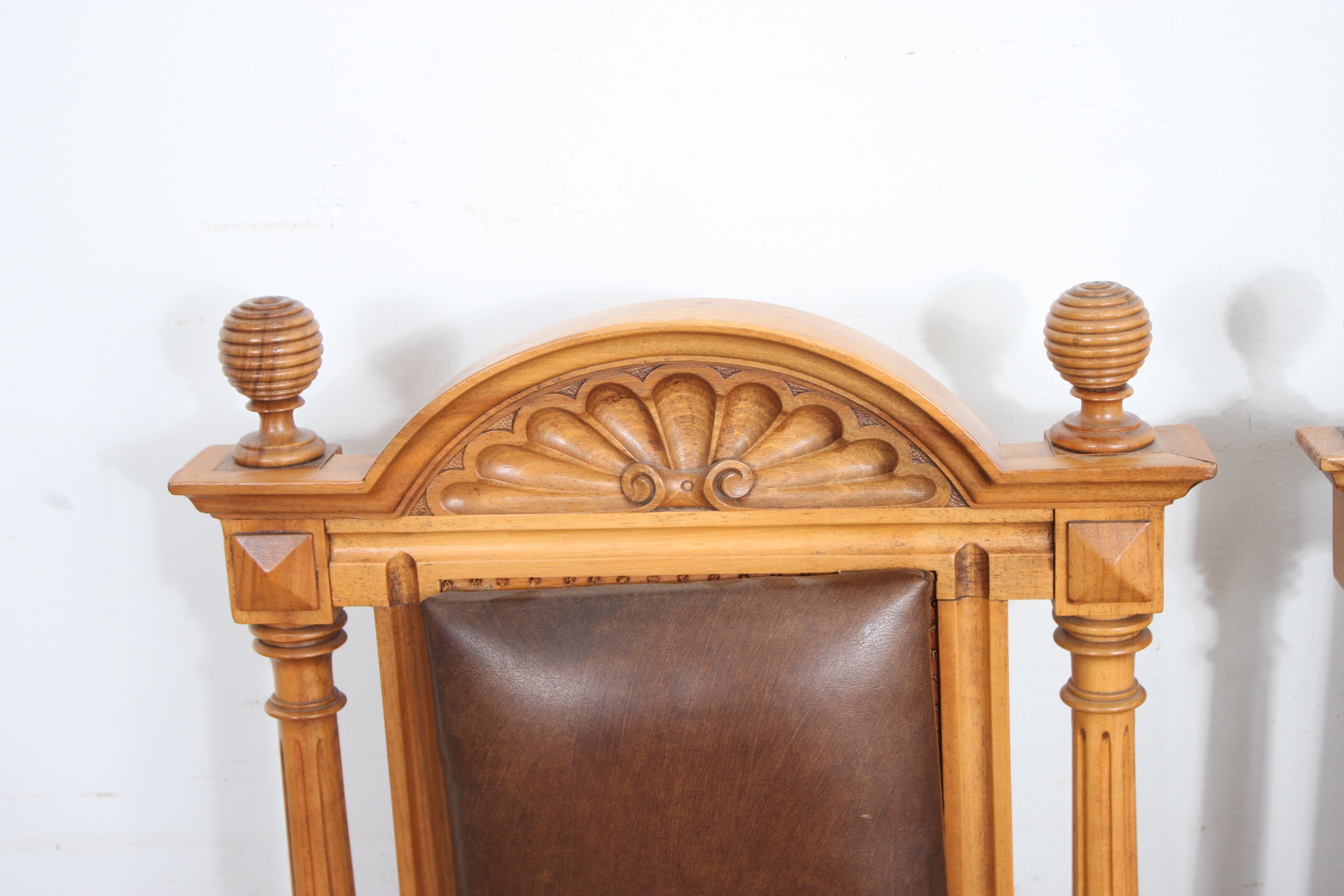 Vintage Jacobean Revival Carved Wood Dining Chairs