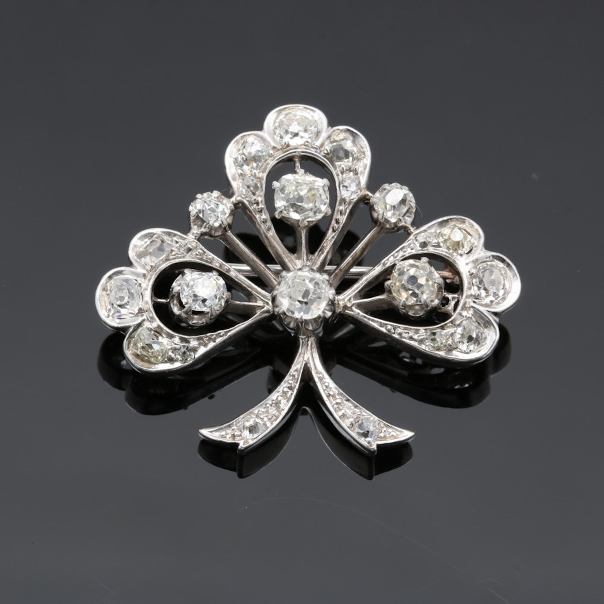 Belle Époque Sterling Silver 2.05 CTW Diamond Brooch with 14K White Gold Back