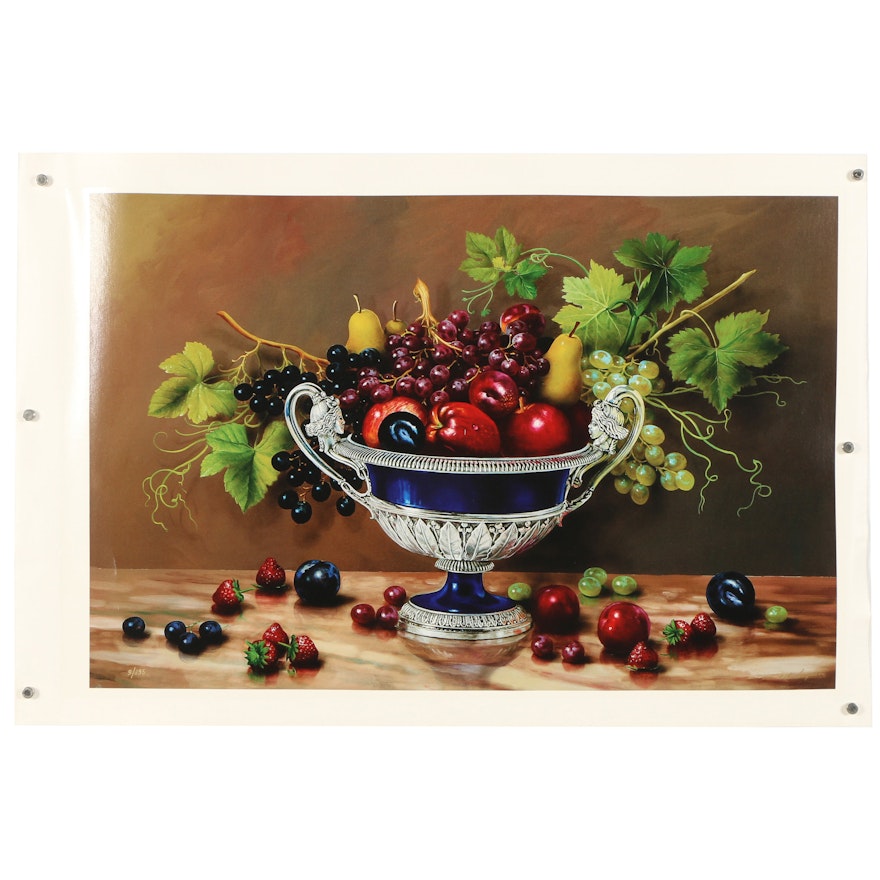 Roberto Lupetti Limited Edition Giclée "Lapis and Silver Fruit Bowl"