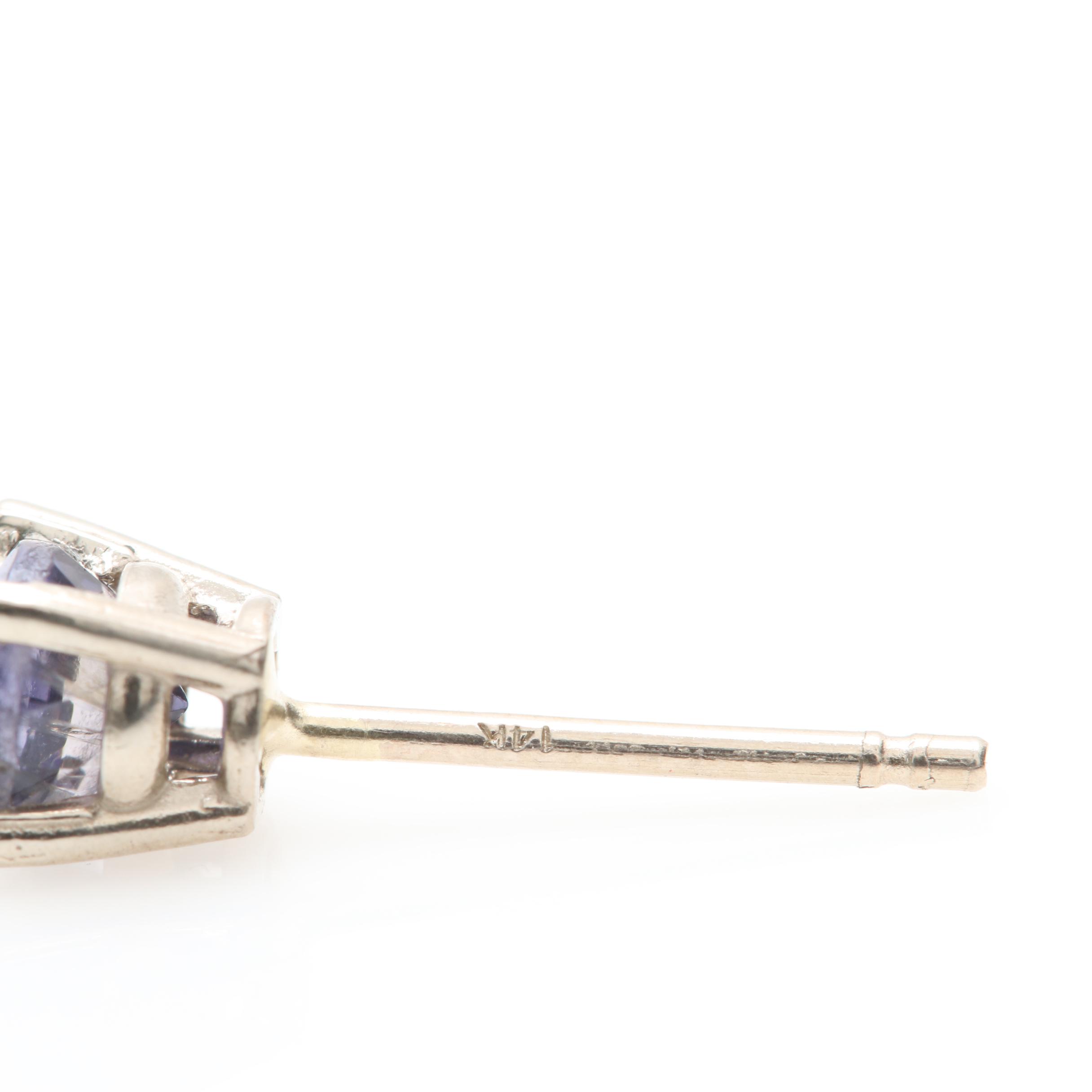 14K White Gold Iolite Stud Earrings