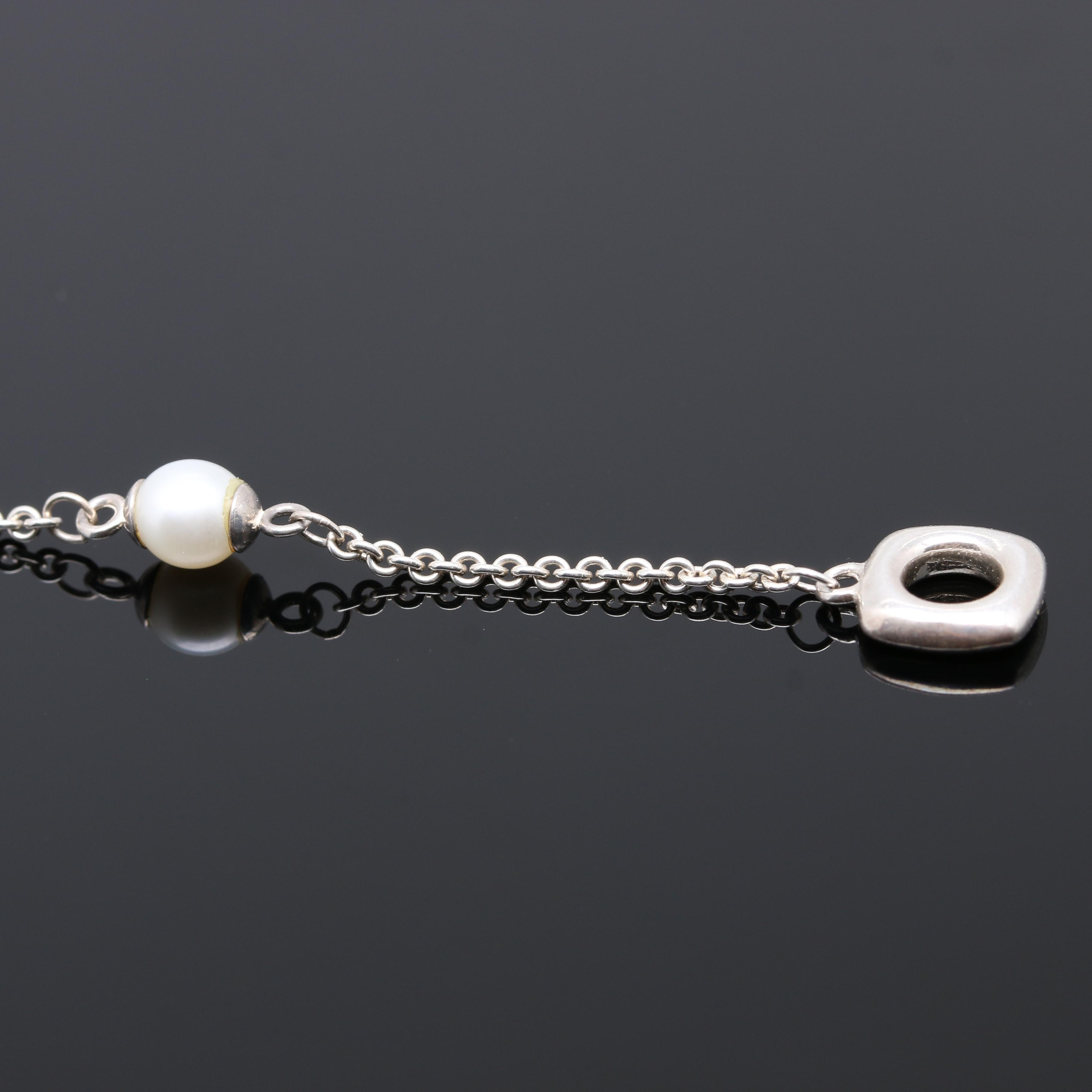 Sterling Silver Citrine Pendant Necklace and Cultured Pearl Necklace
