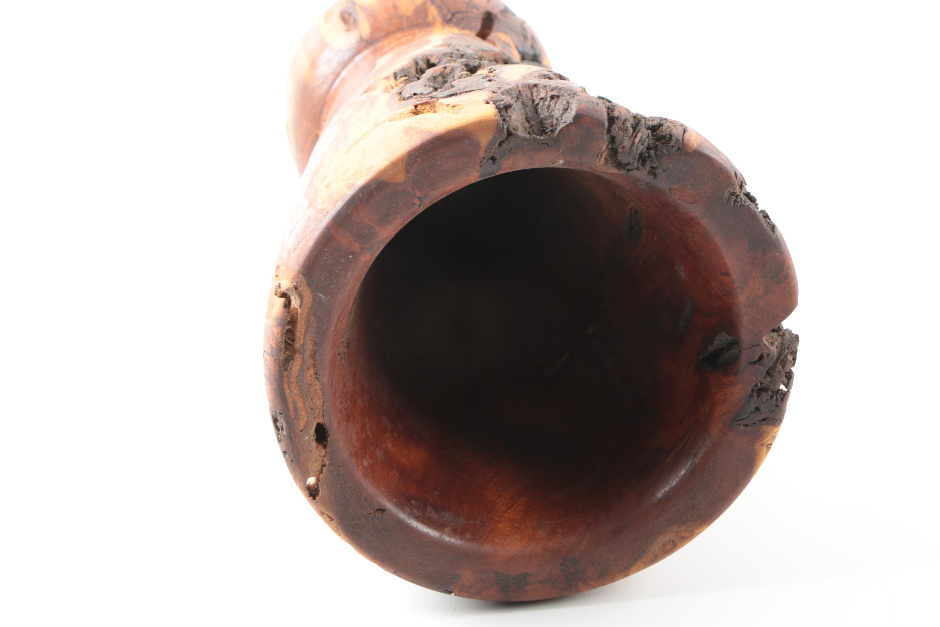 Robert Allen Hand Turned Mesquite Burl Wood Vase