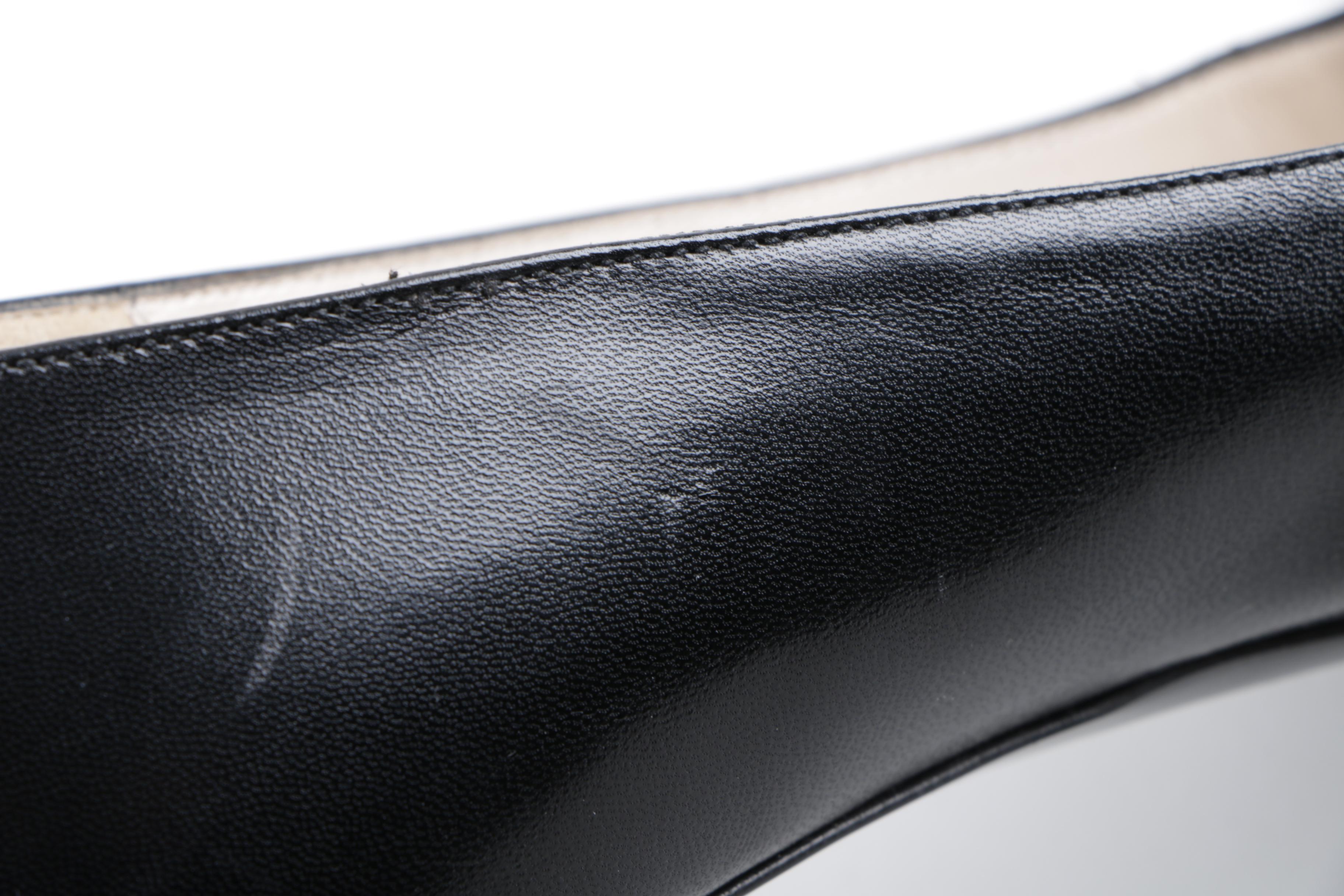 Women's Bruno Magli Black Leather Kitten Heels with Patent Leather Toes