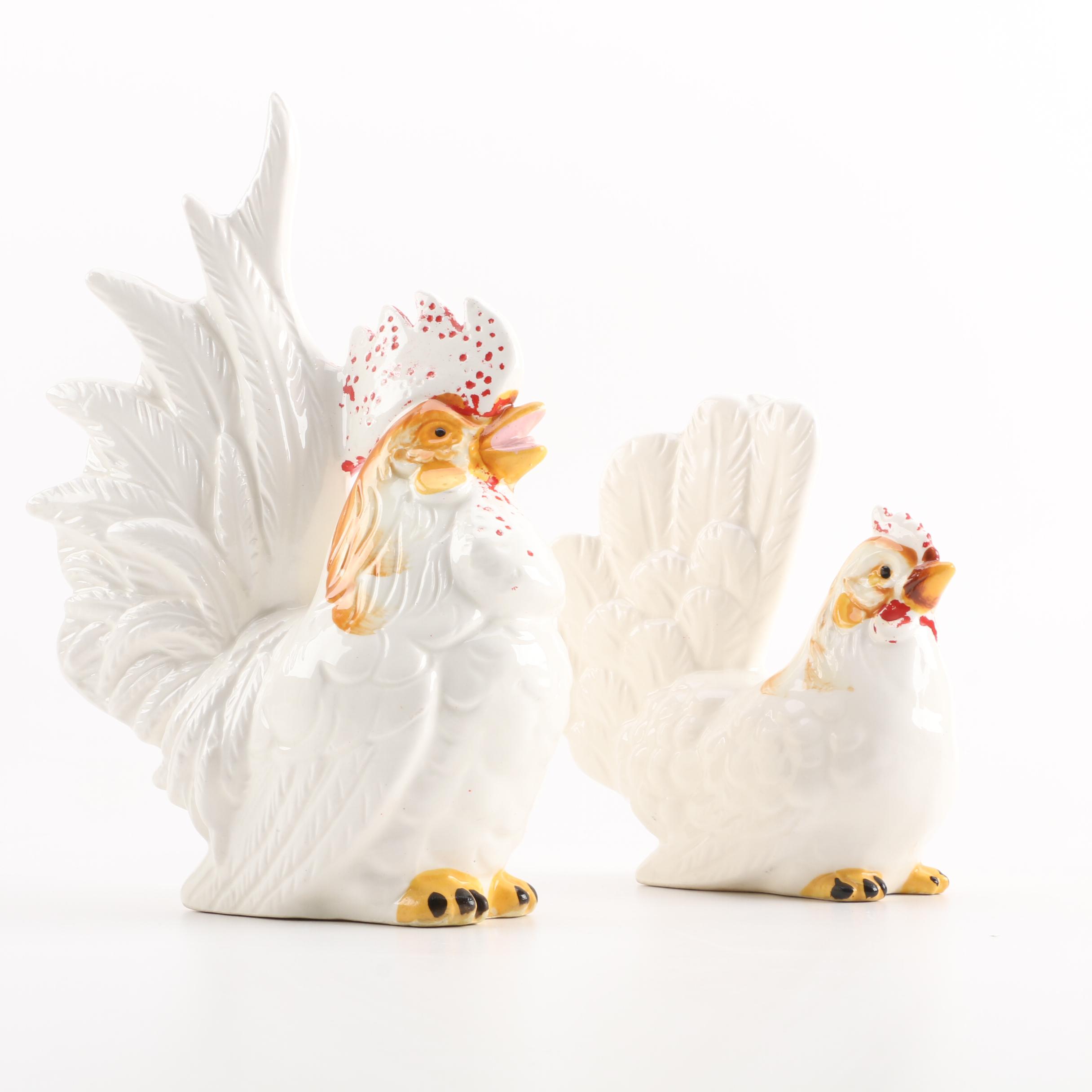 Rooster and Chicken Figurines