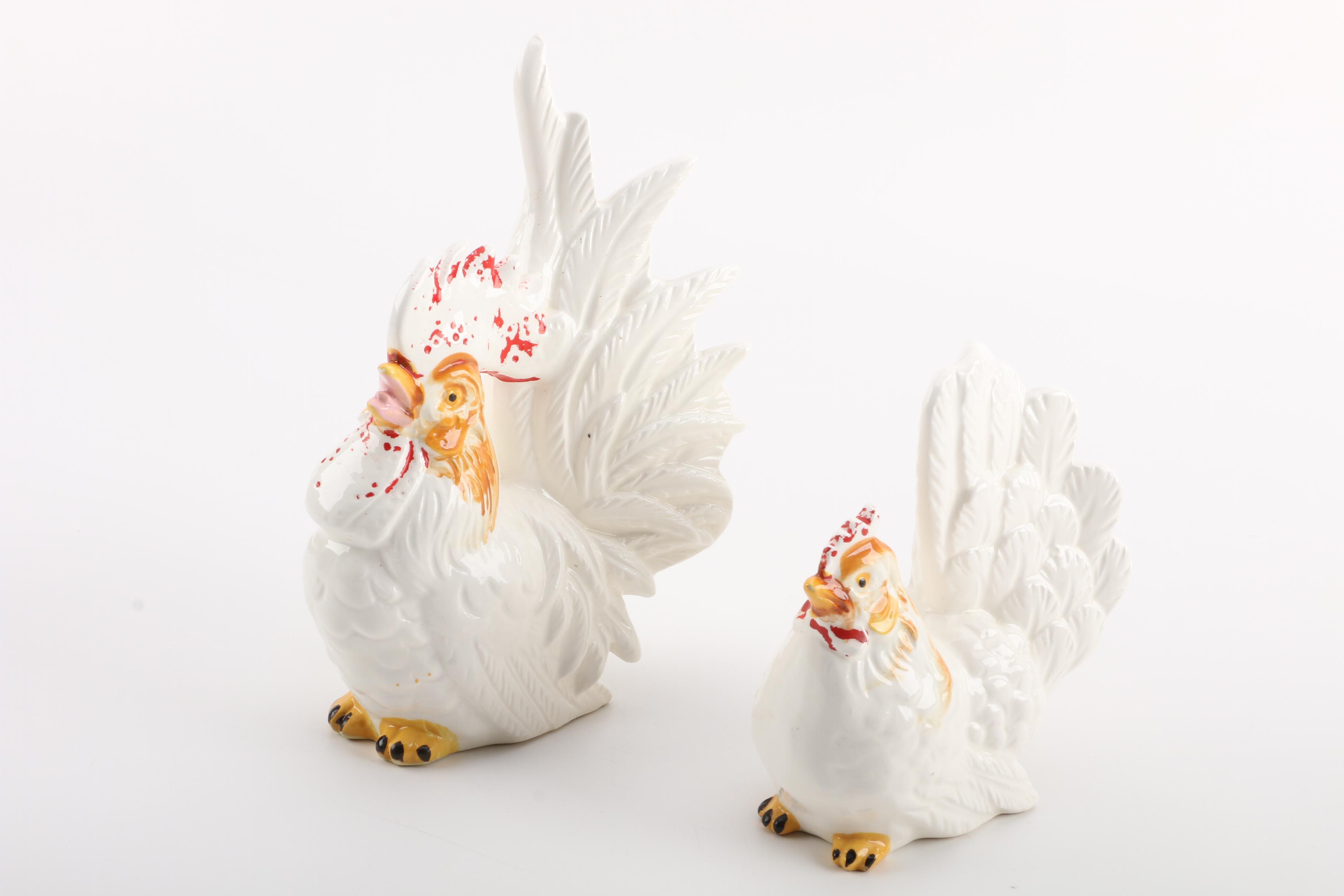 Rooster and Chicken Figurines