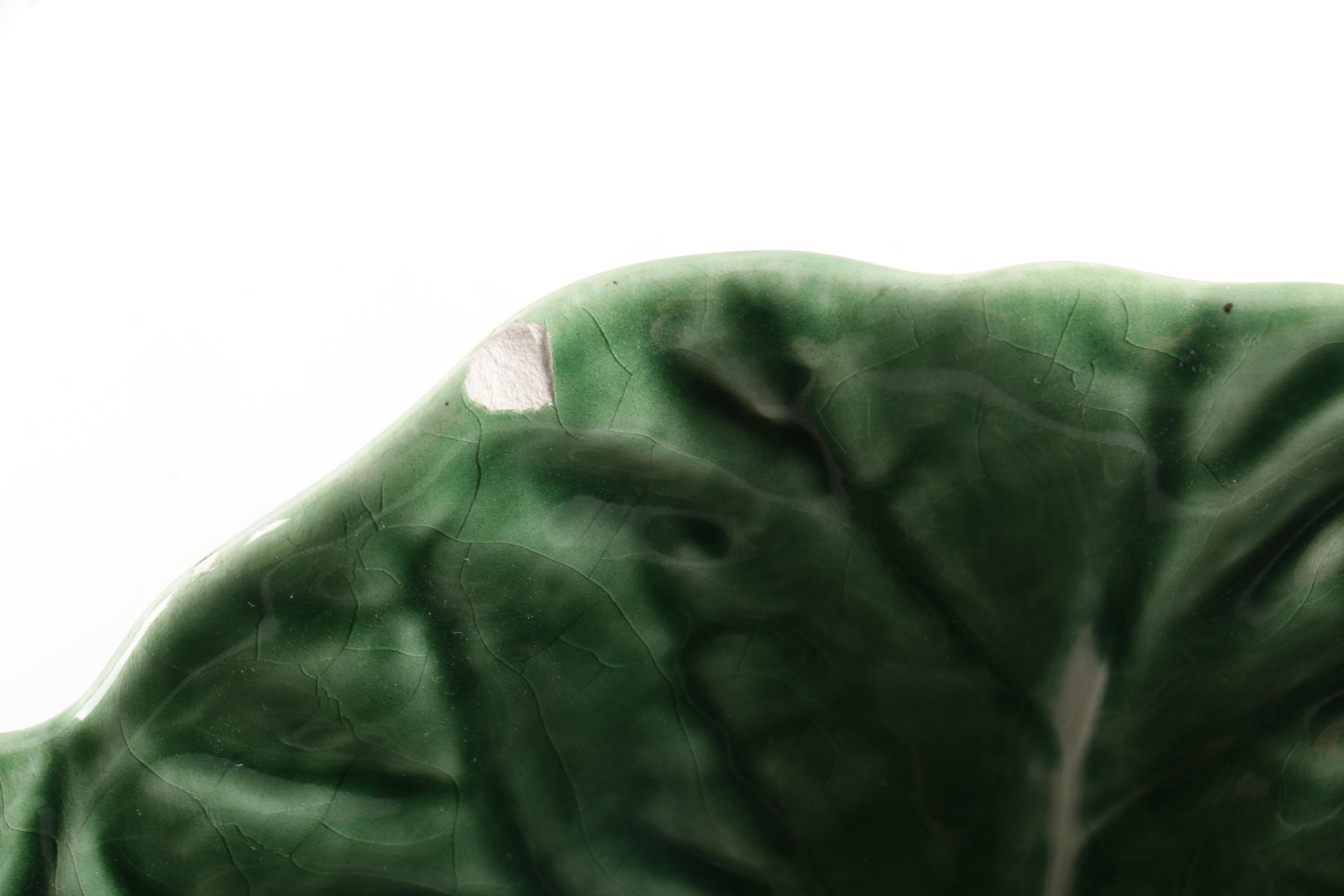 Portuguese Bordallo Pinheiro "Cabbage" Leaf Serving Bowls