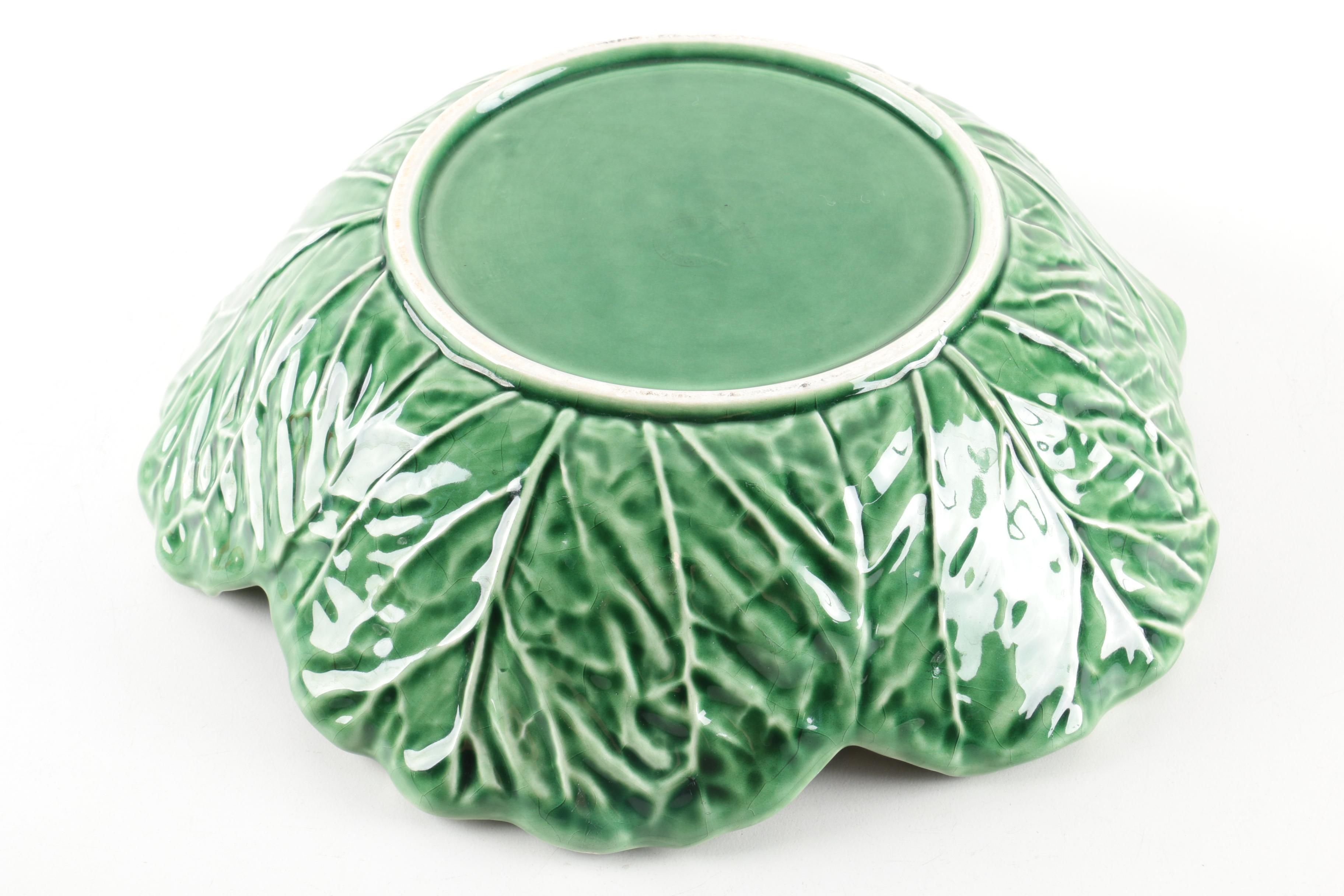 Portuguese Bordallo Pinheiro "Cabbage" Leaf Serving Bowls