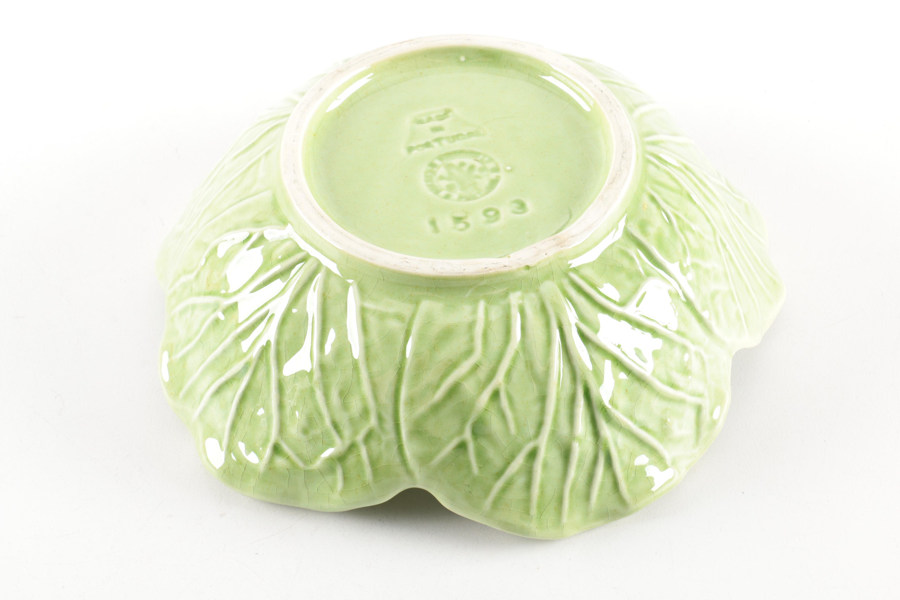 Portuguese Bordallo Pinheiro "Cabbage" Leaf Serving Bowls