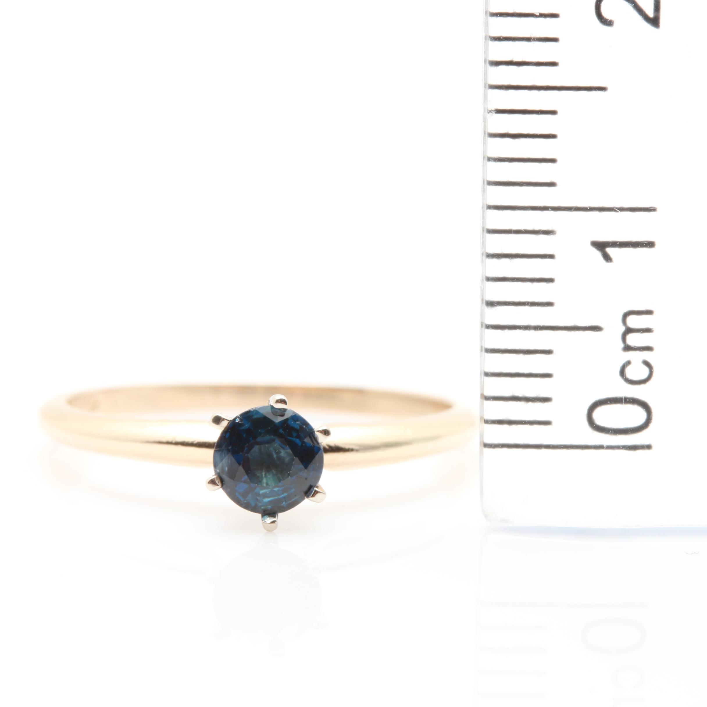 14K Yellow Gold Blue Sapphire Solitaire Ring