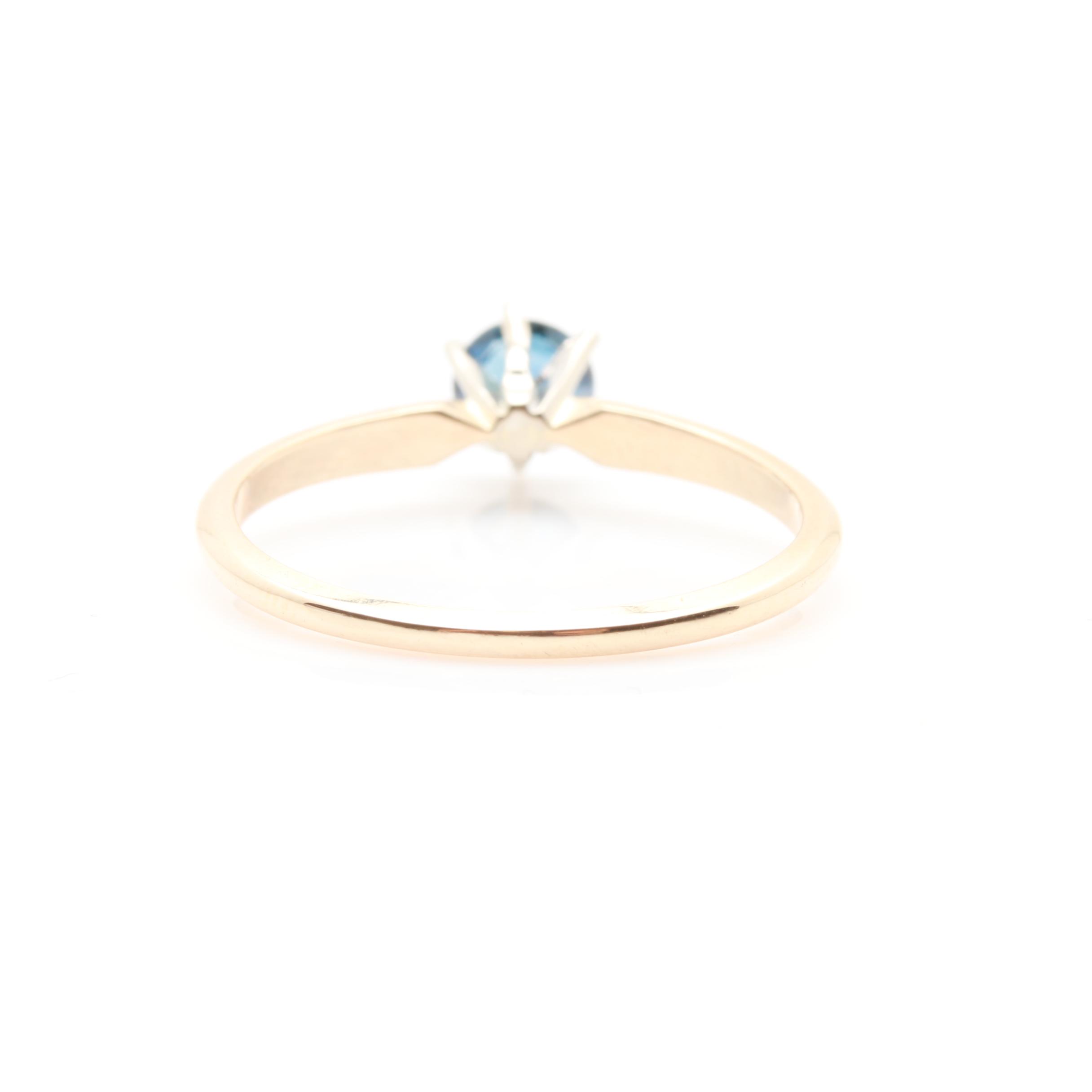 14K Yellow Gold Blue Sapphire Solitaire Ring