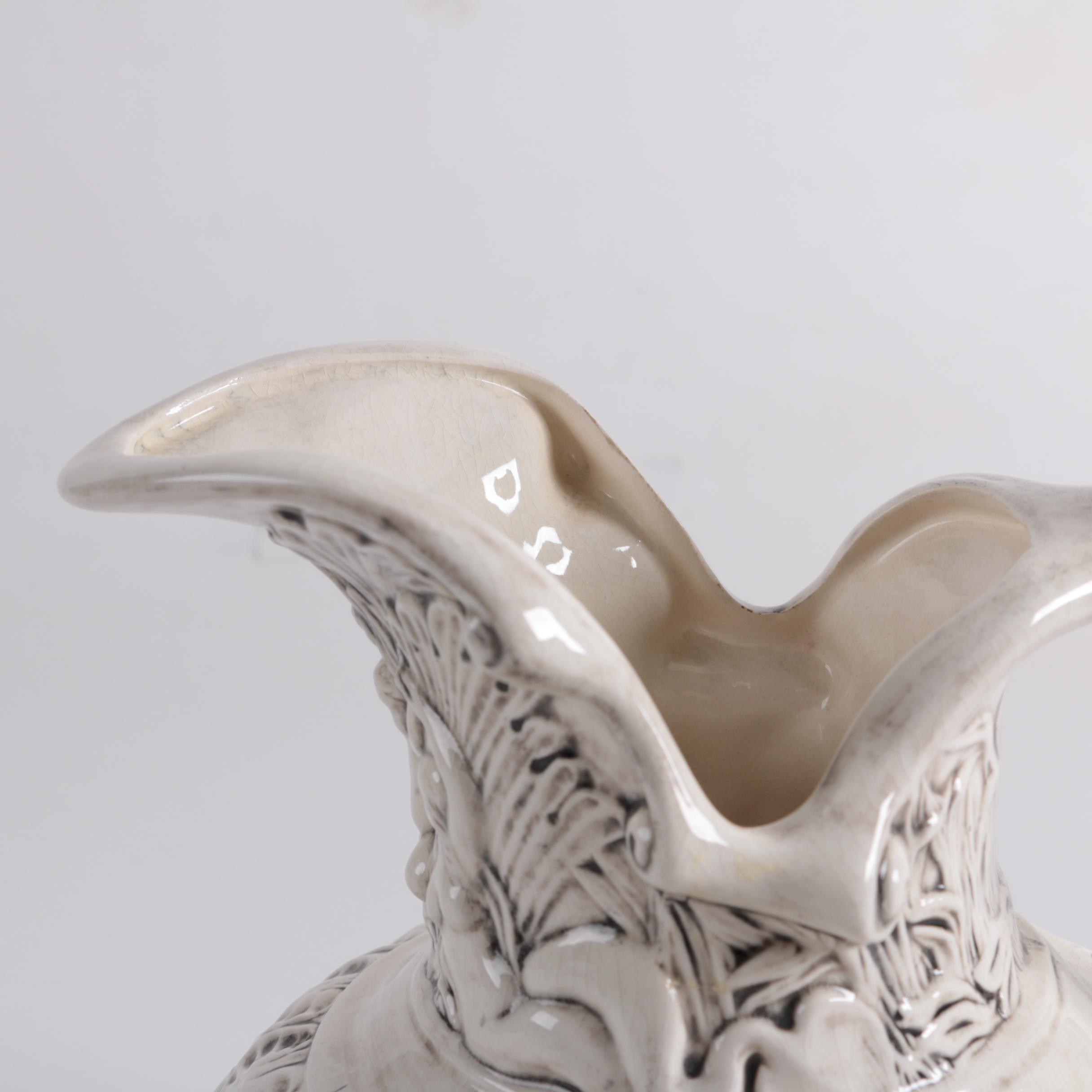 Ornate Ceramic Pitcher and Putti Bowl