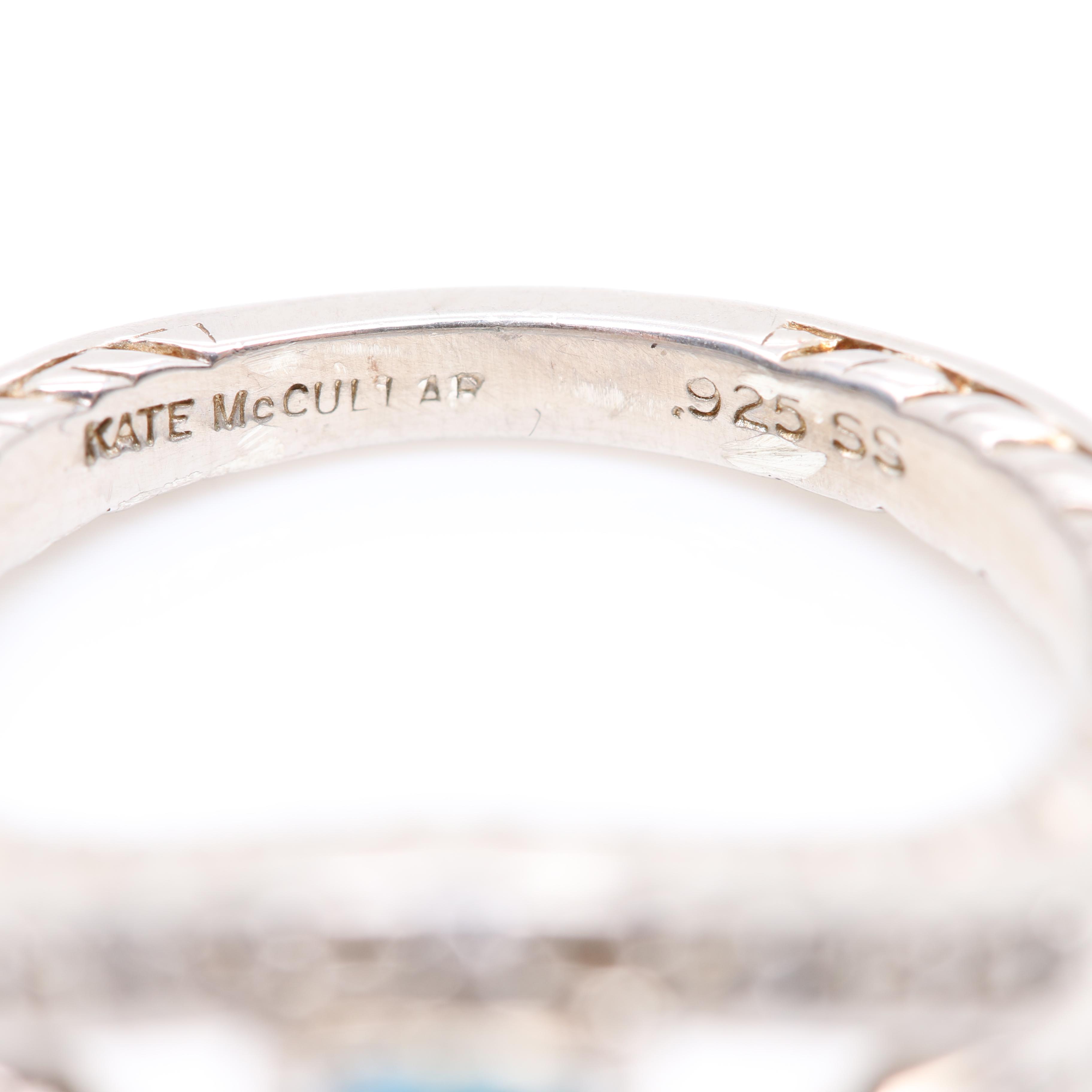 Sterling Silver Blue Topaz Necklace and Kate McCullar Ring Including Diamonds