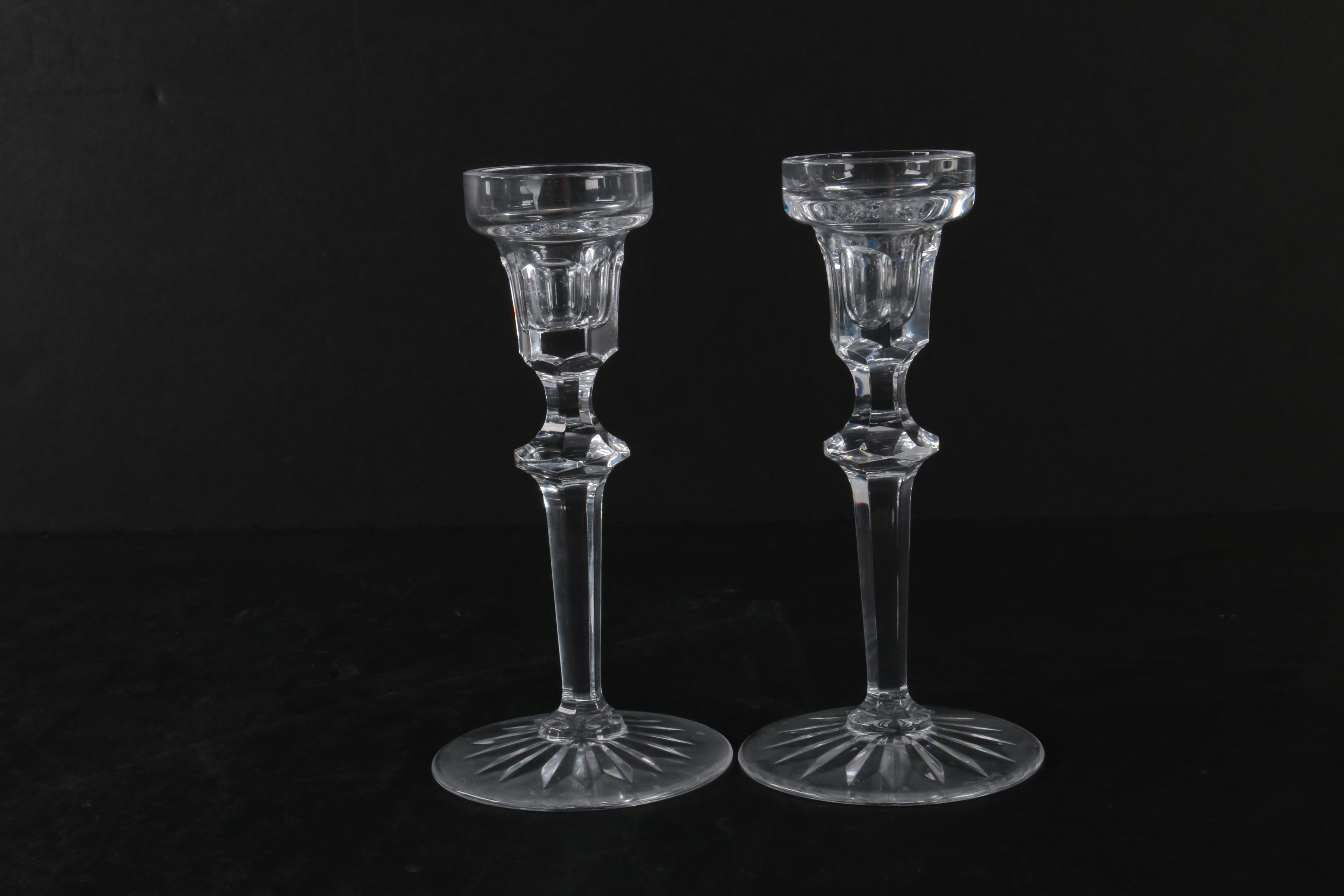Rogaska Crystal Candleholders and a Bowl
