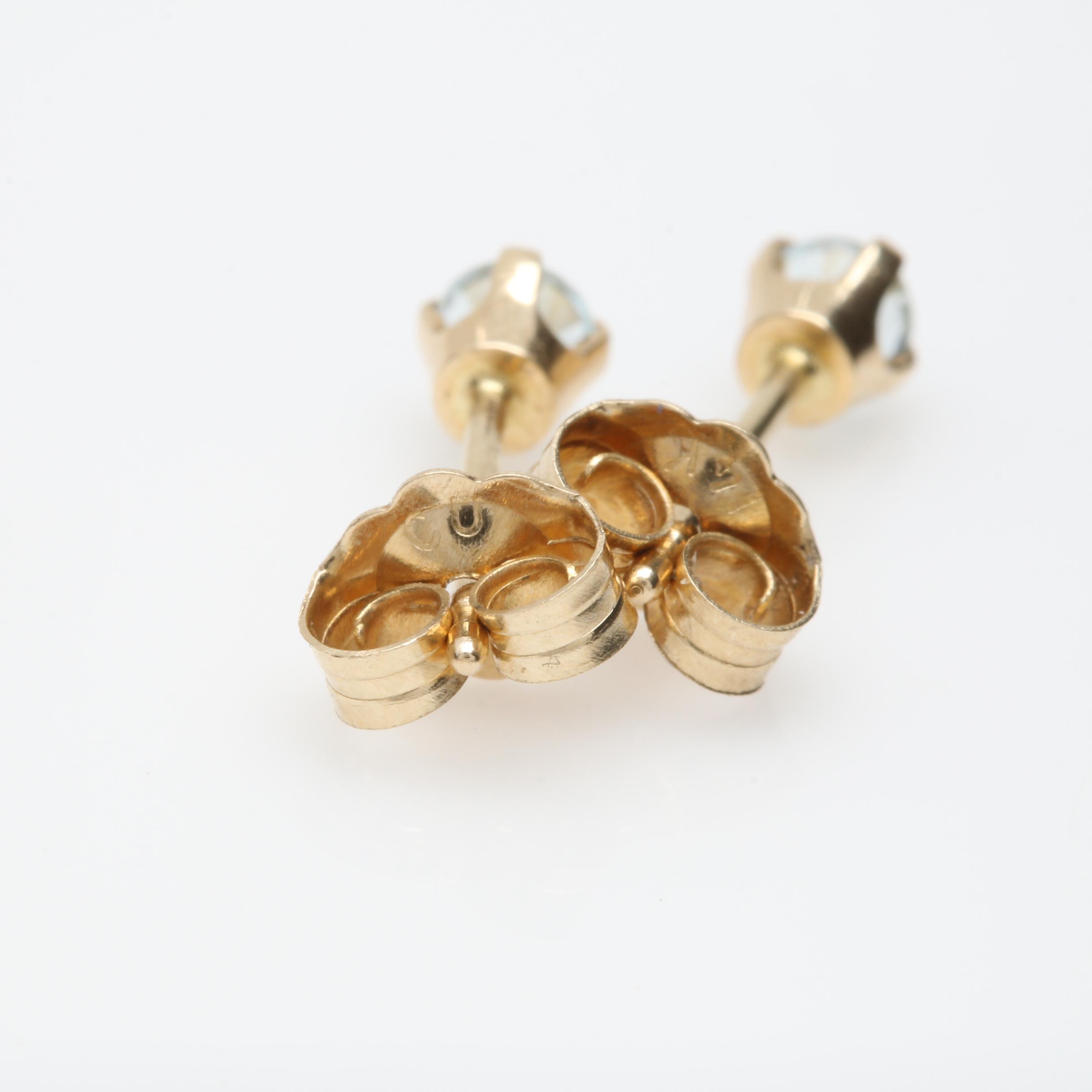 14K Yellow Gold Gemstone Stud Earrings