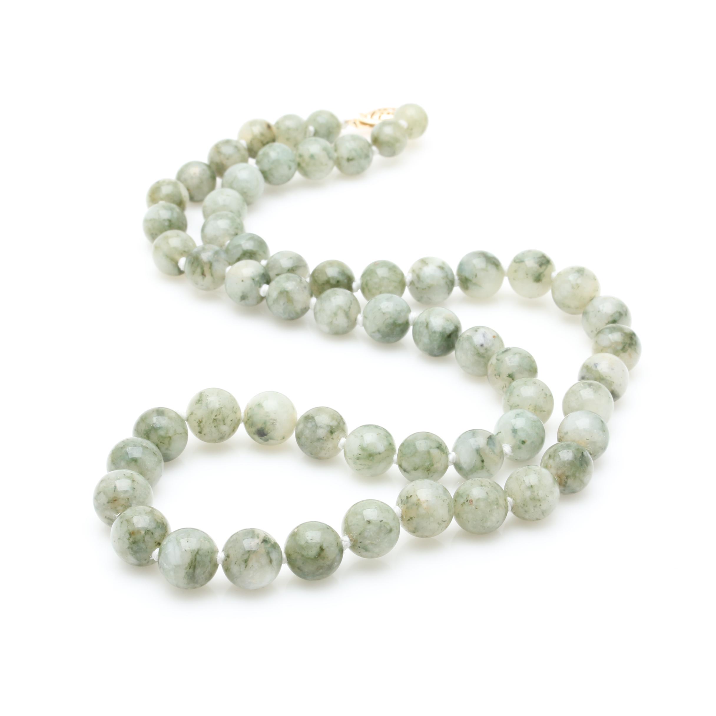 14K Yellow Gold Calcite Beaded Single Strand Necklace