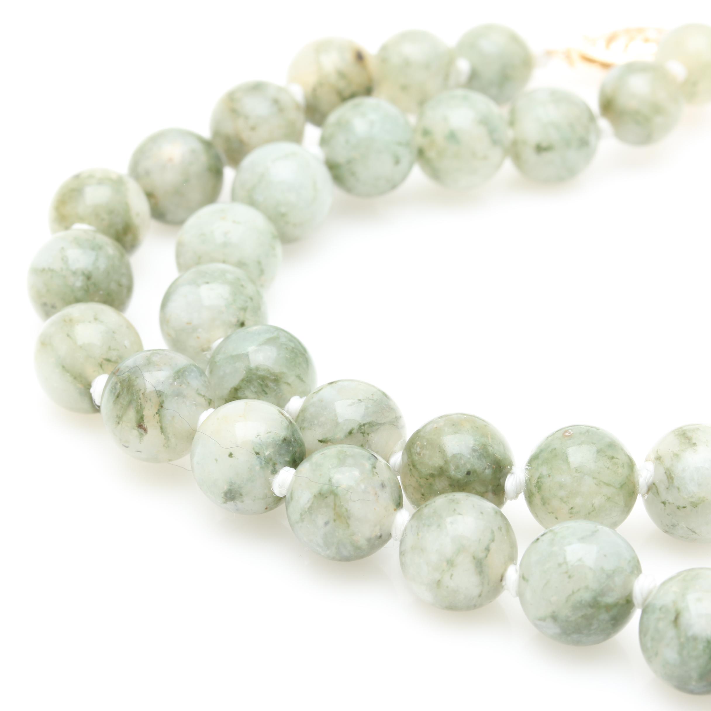 14K Yellow Gold Calcite Beaded Single Strand Necklace