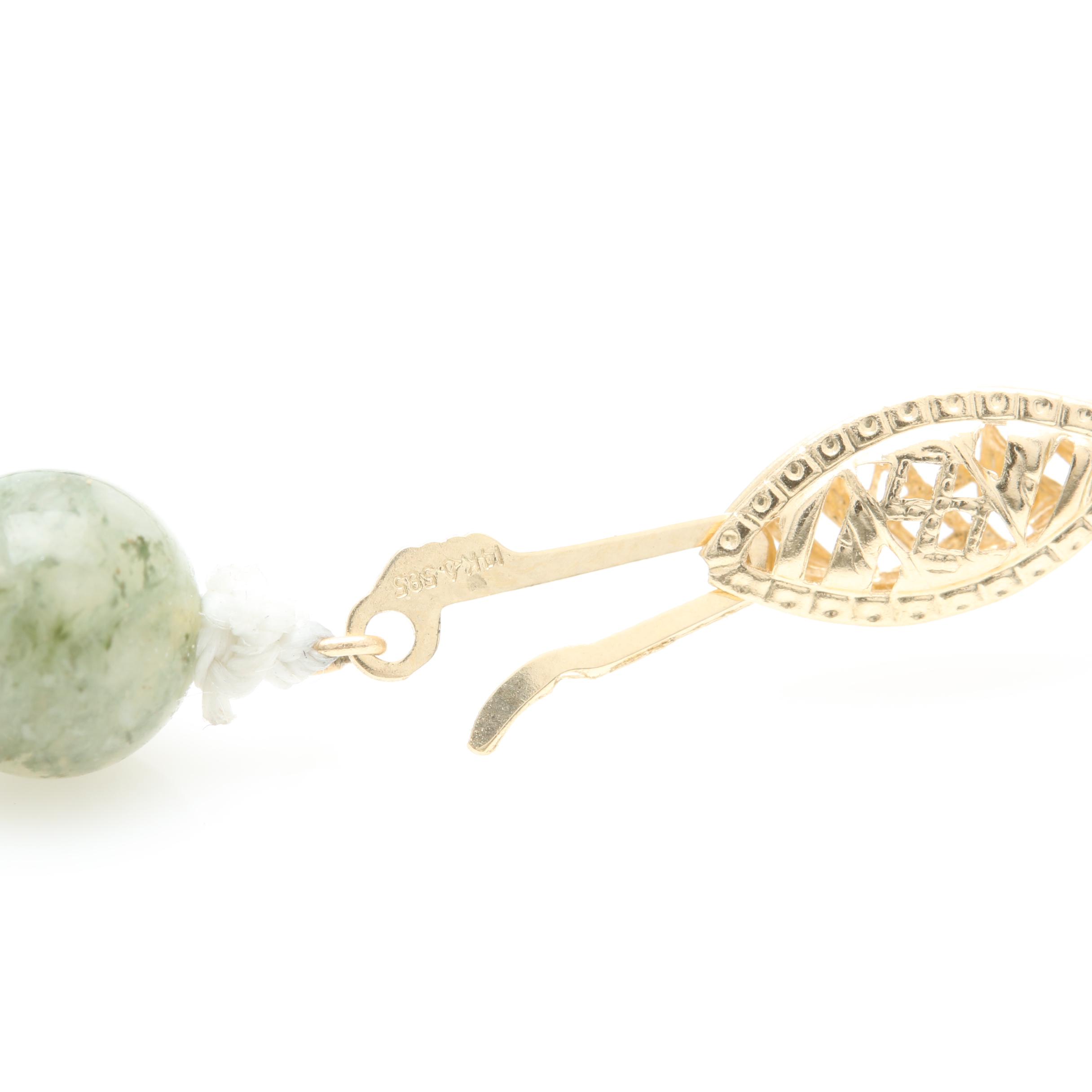 14K Yellow Gold Calcite Beaded Single Strand Necklace