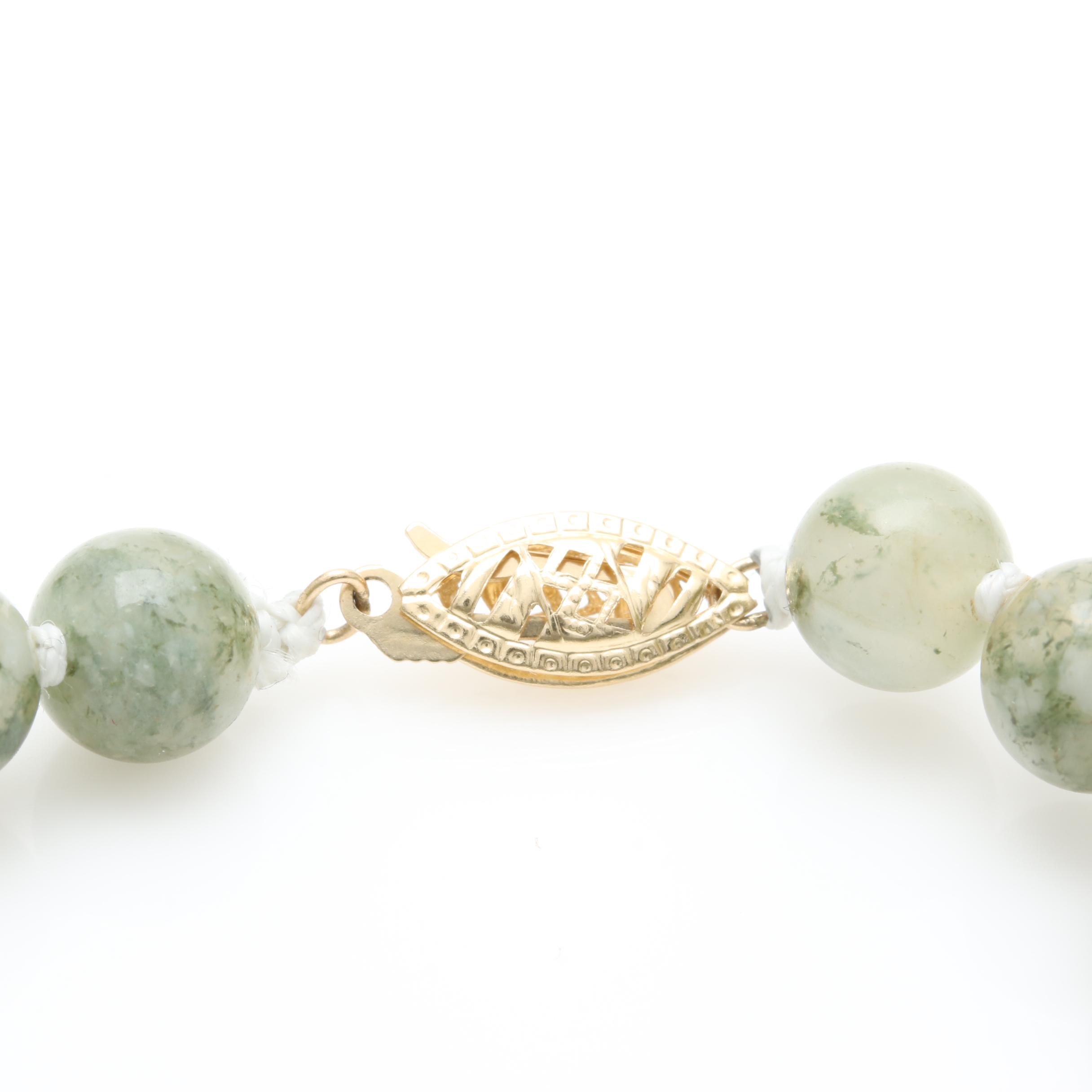 14K Yellow Gold Calcite Beaded Single Strand Necklace