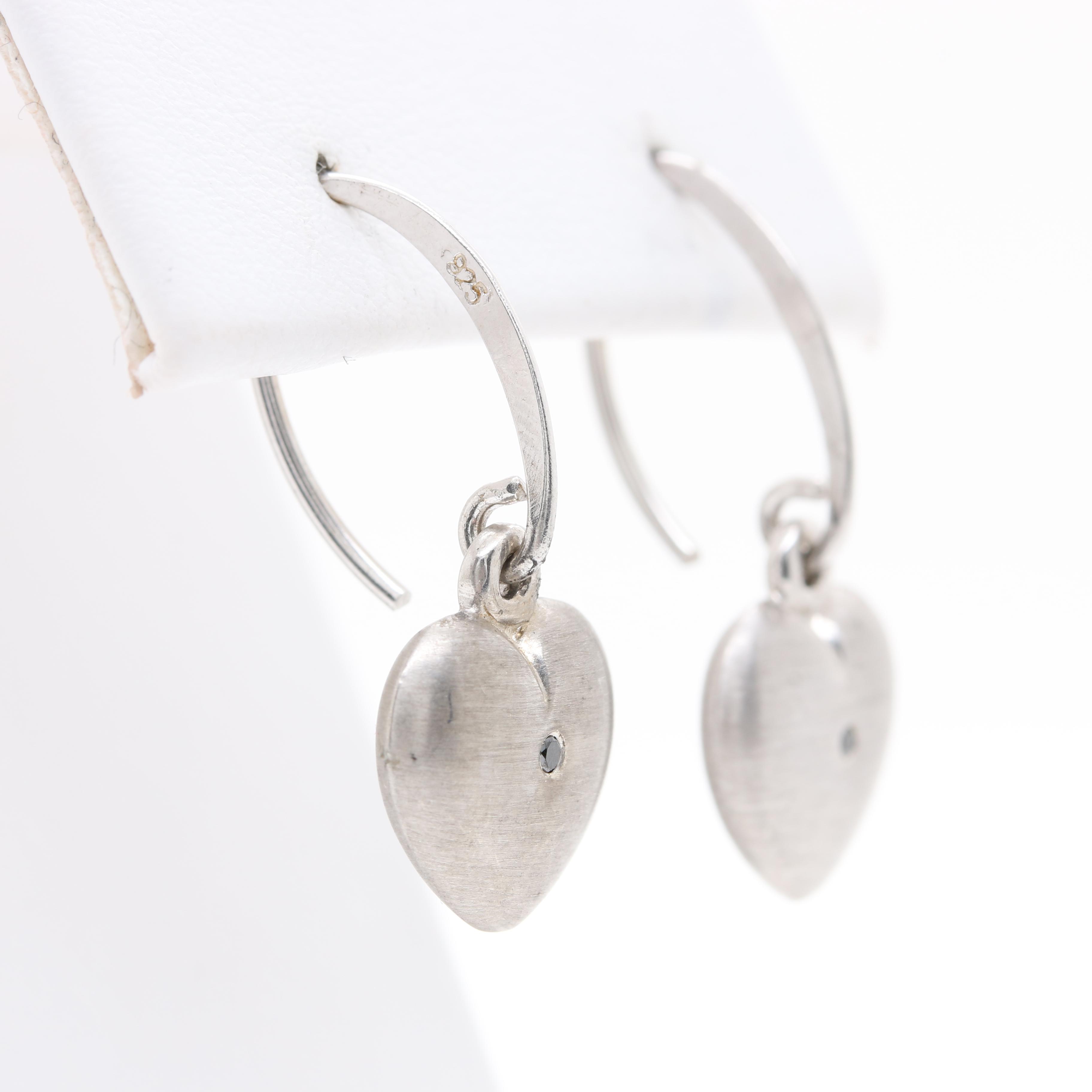 Sterling Silver Necklace and Earrings Including Diamonds and Glass