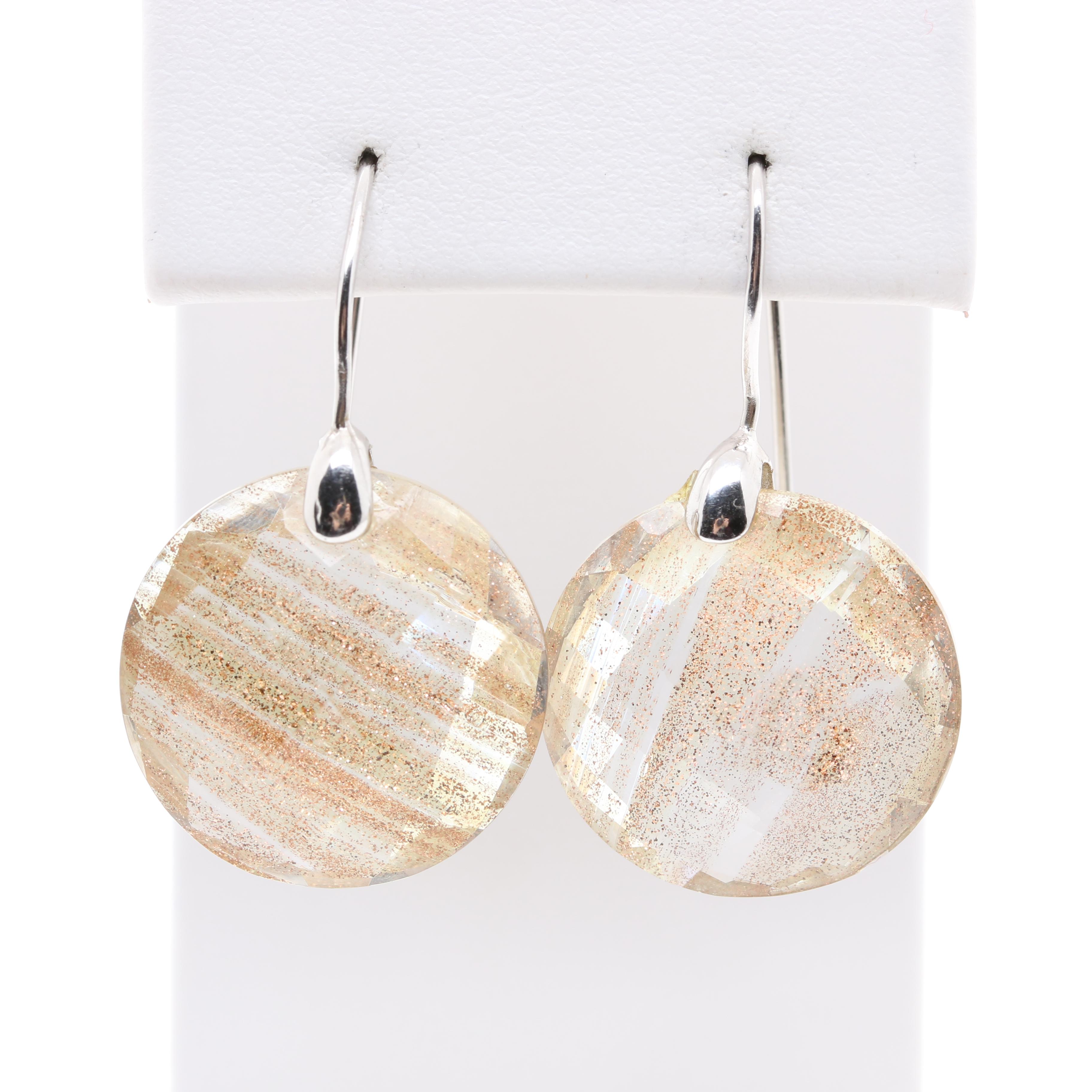 Sterling Silver Necklace and Earrings Including Diamonds and Glass