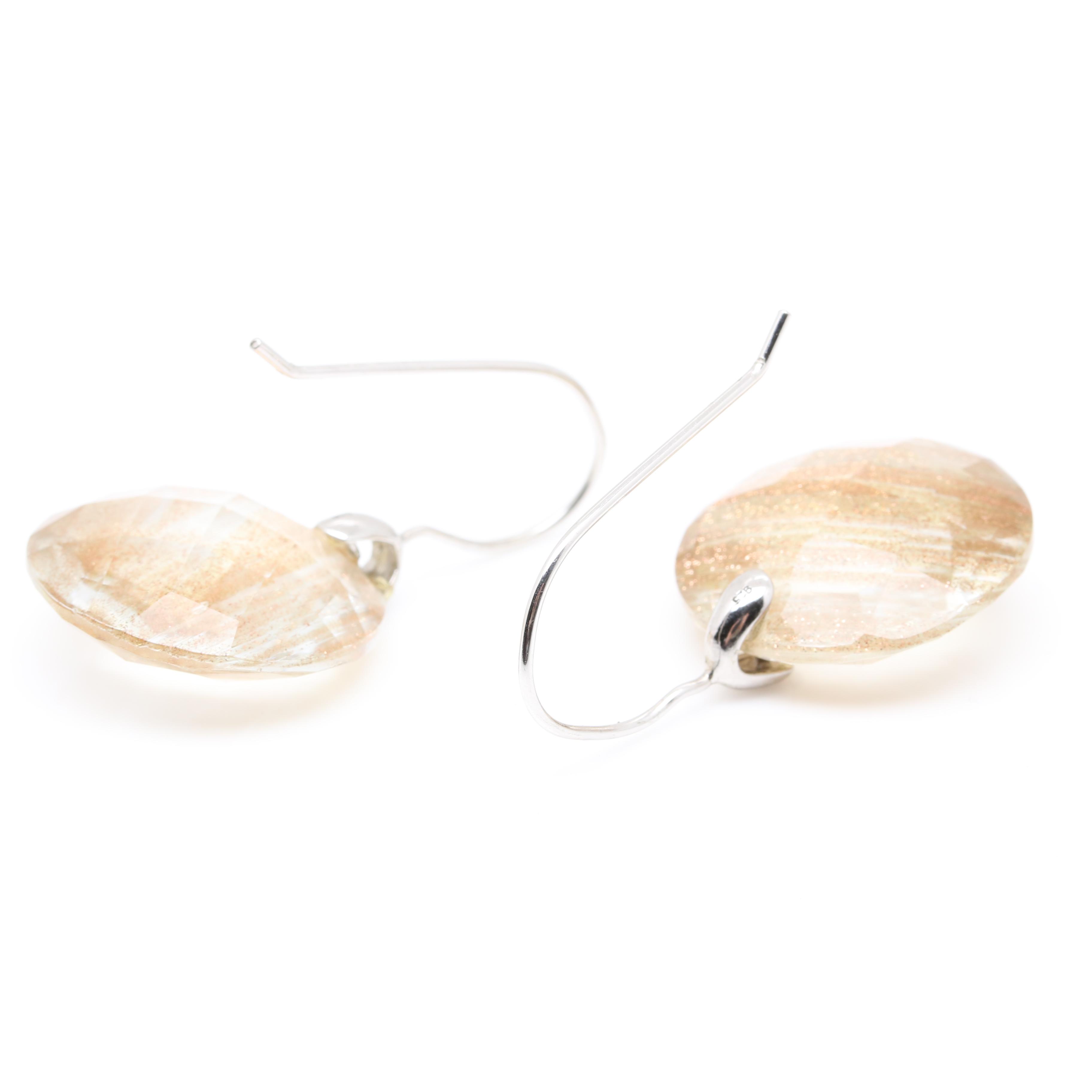 Sterling Silver Necklace and Earrings Including Diamonds and Glass