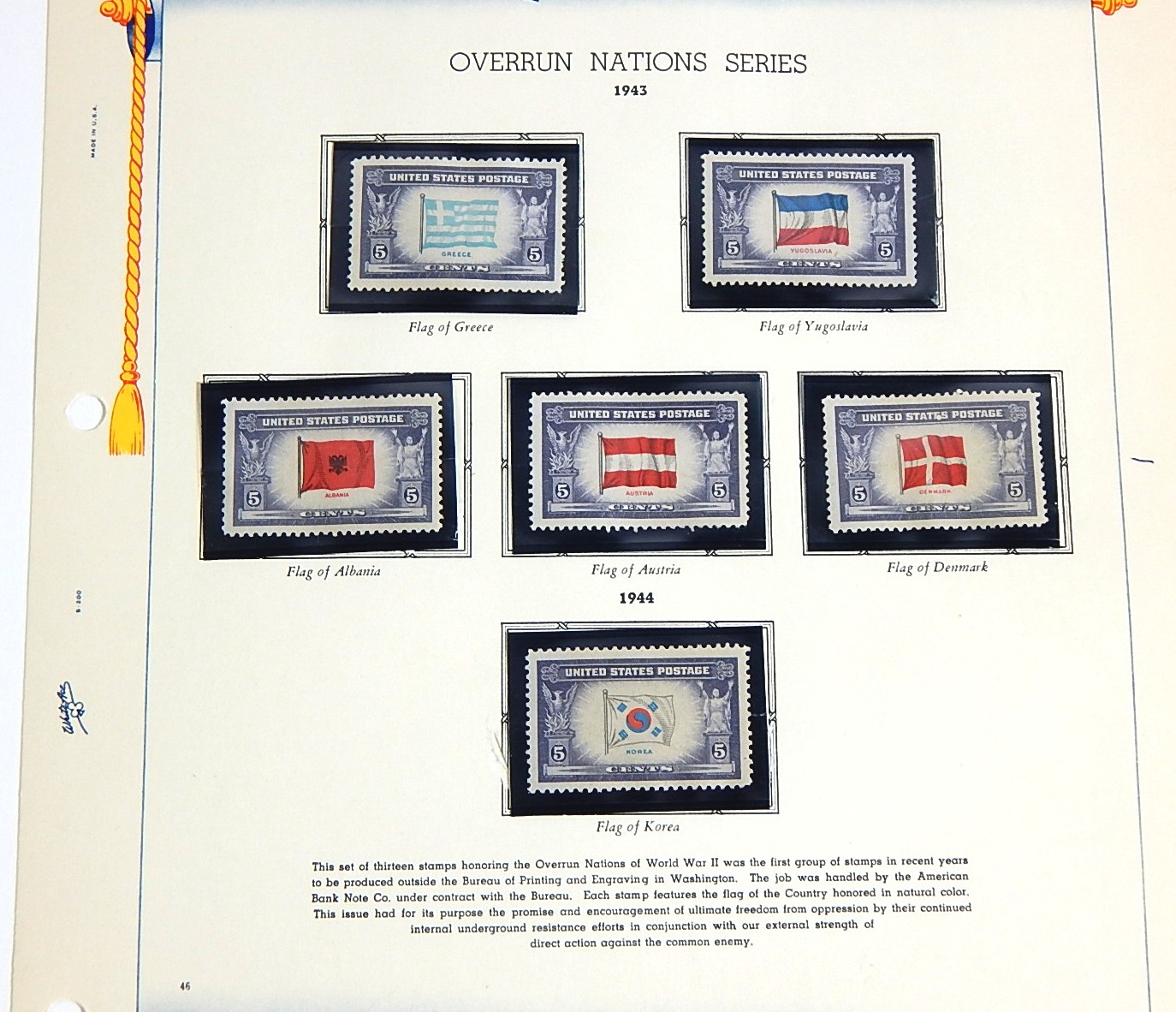 U.S. Commemorative Stamps Collectors Pages 1940-1946 with 47 Stamps