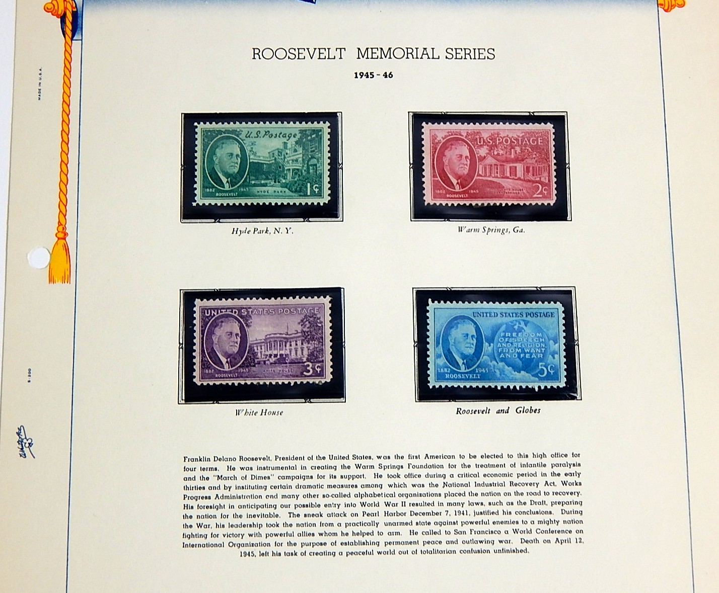 U.S. Commemorative Stamps Collectors Pages 1940-1946 with 47 Stamps