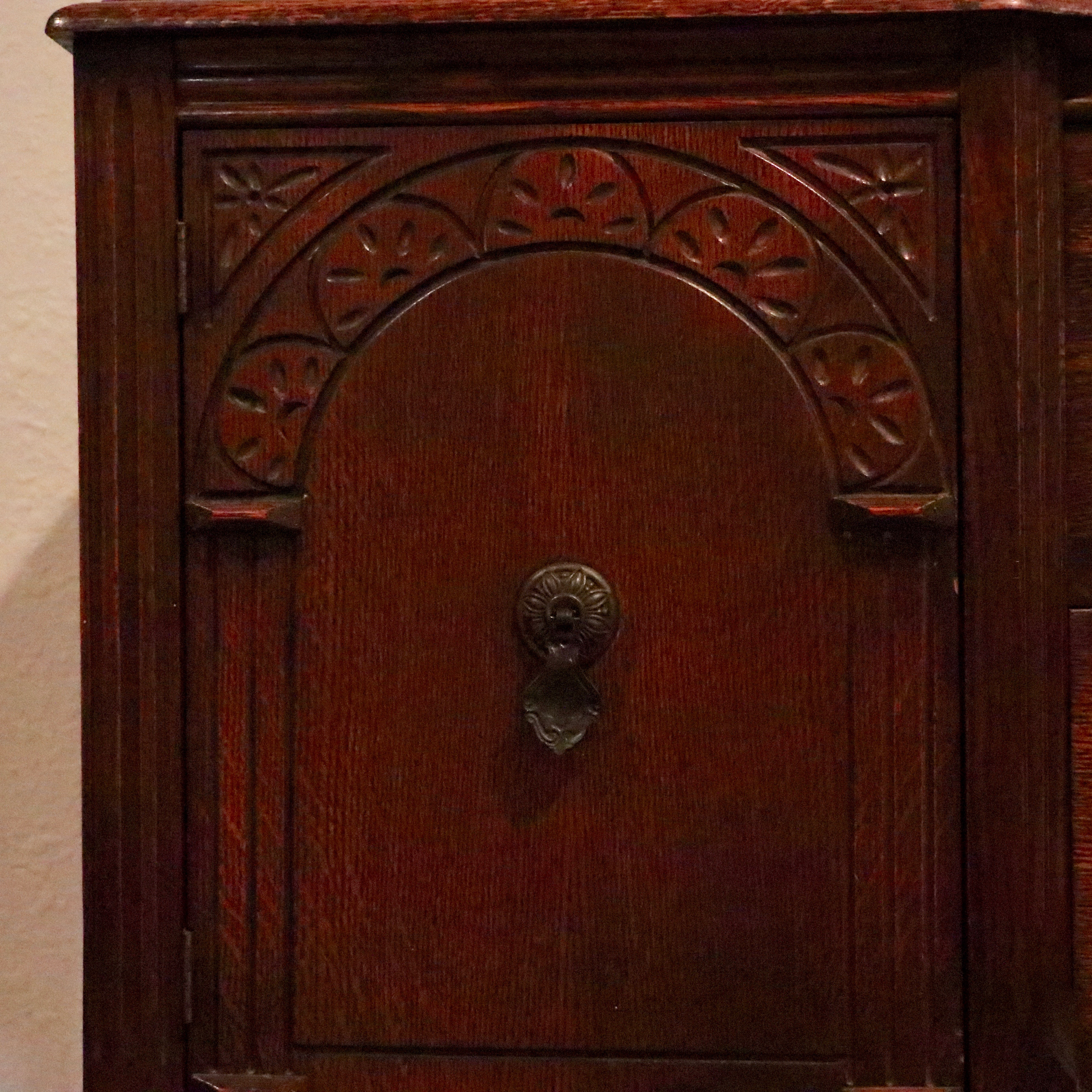 Antique Jacobean Revival Oak Sideboard