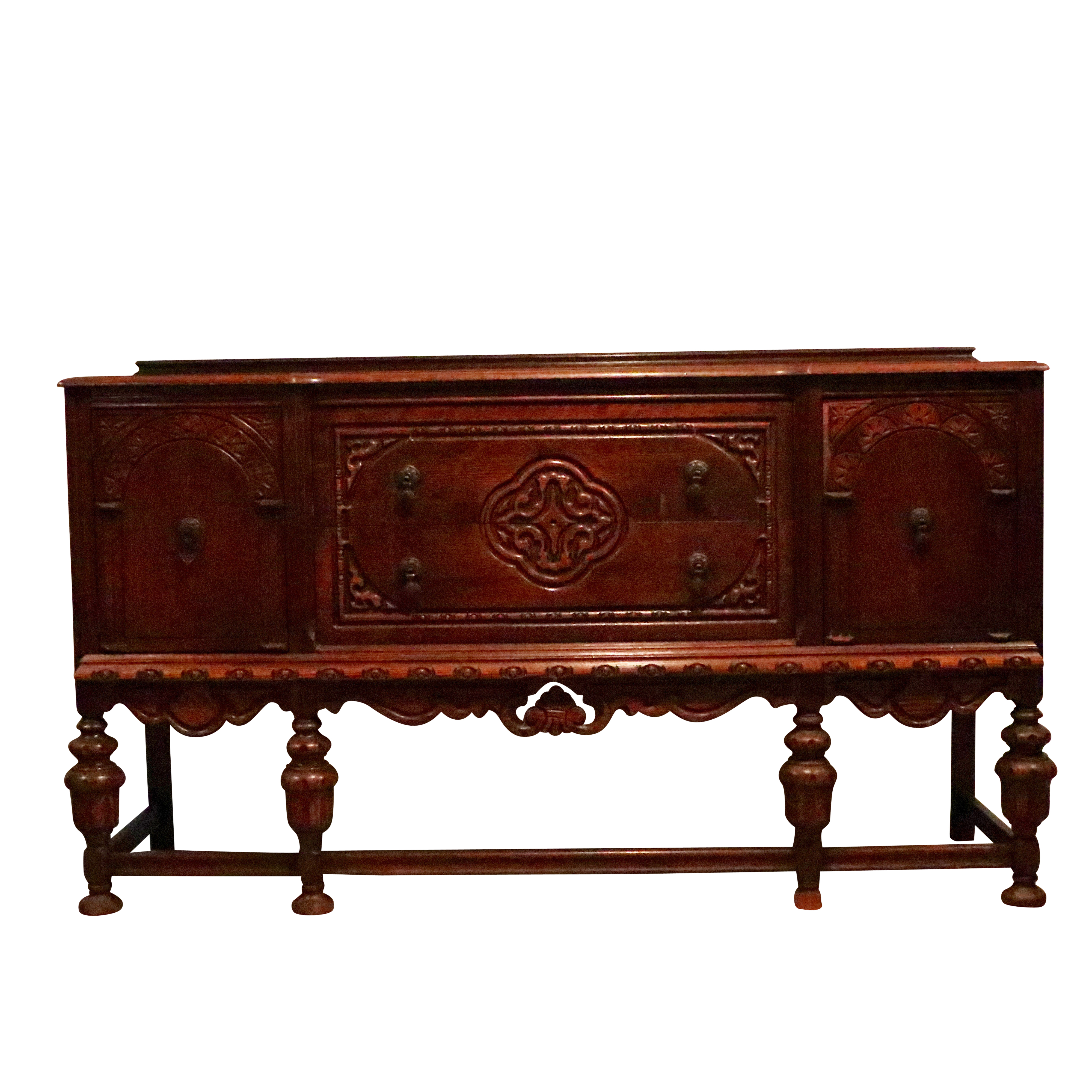 Antique Jacobean Revival Oak Sideboard