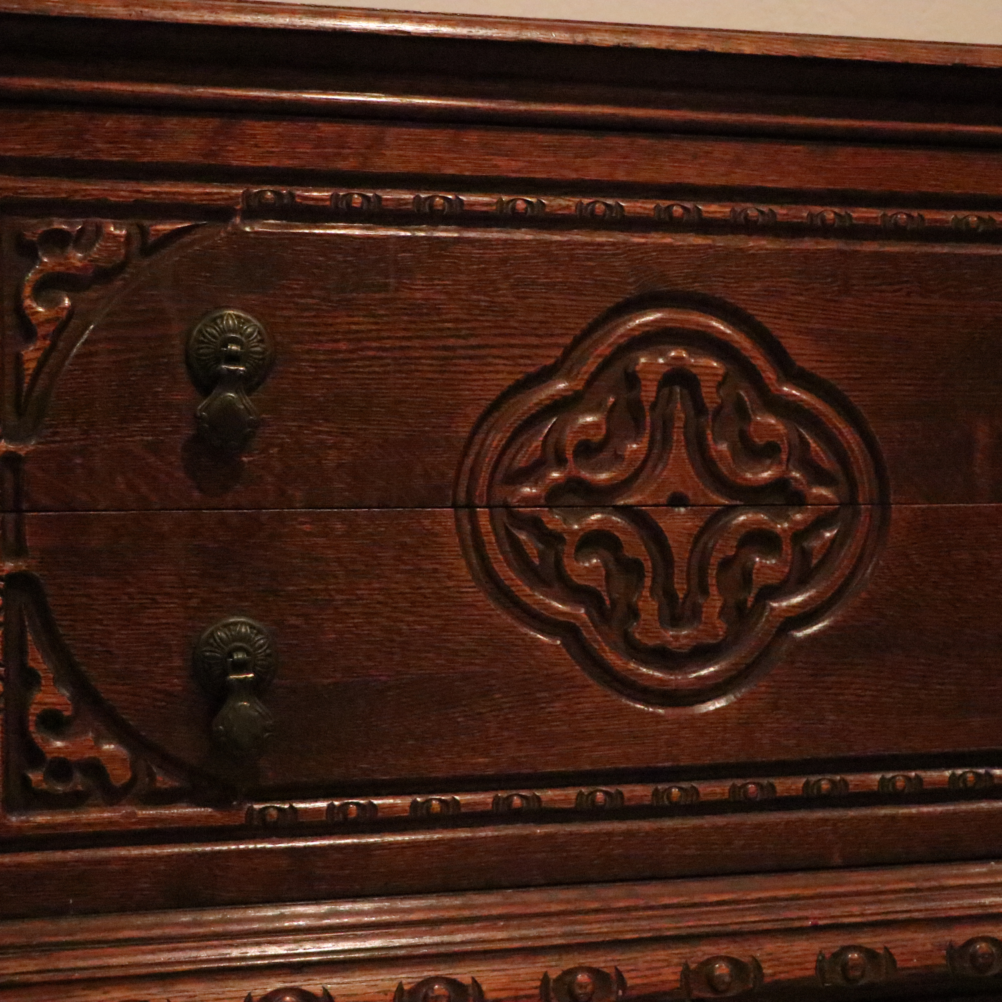 Antique Jacobean Revival Oak Sideboard