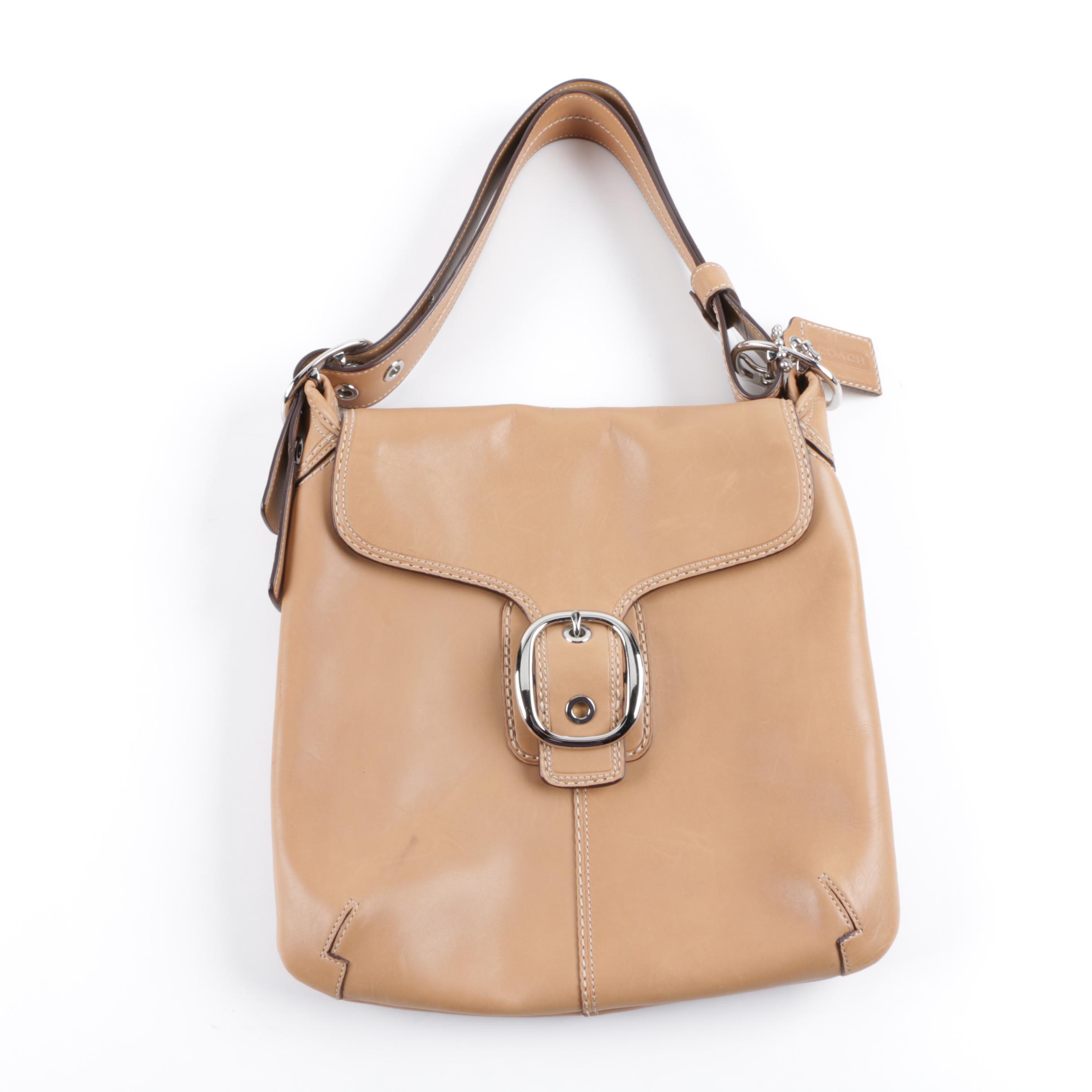 Coach Soho Bleecker Tan Leather Buckle Flap Duffle Crossbody Messenger Bag