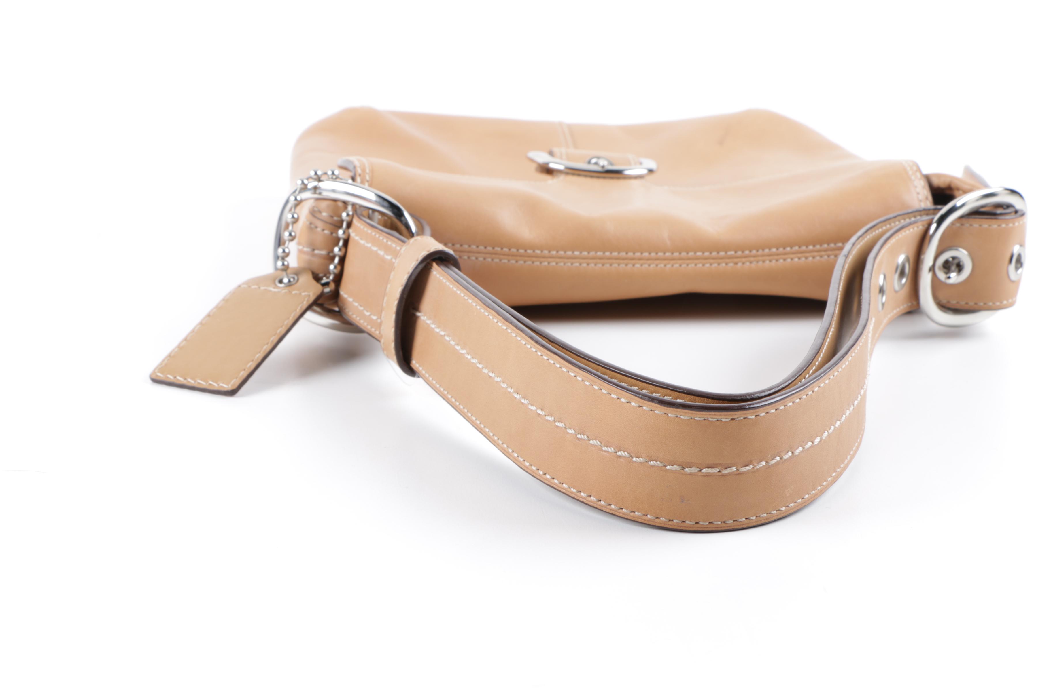 Coach Soho Bleecker Tan Leather Buckle Flap Duffle Crossbody Messenger Bag