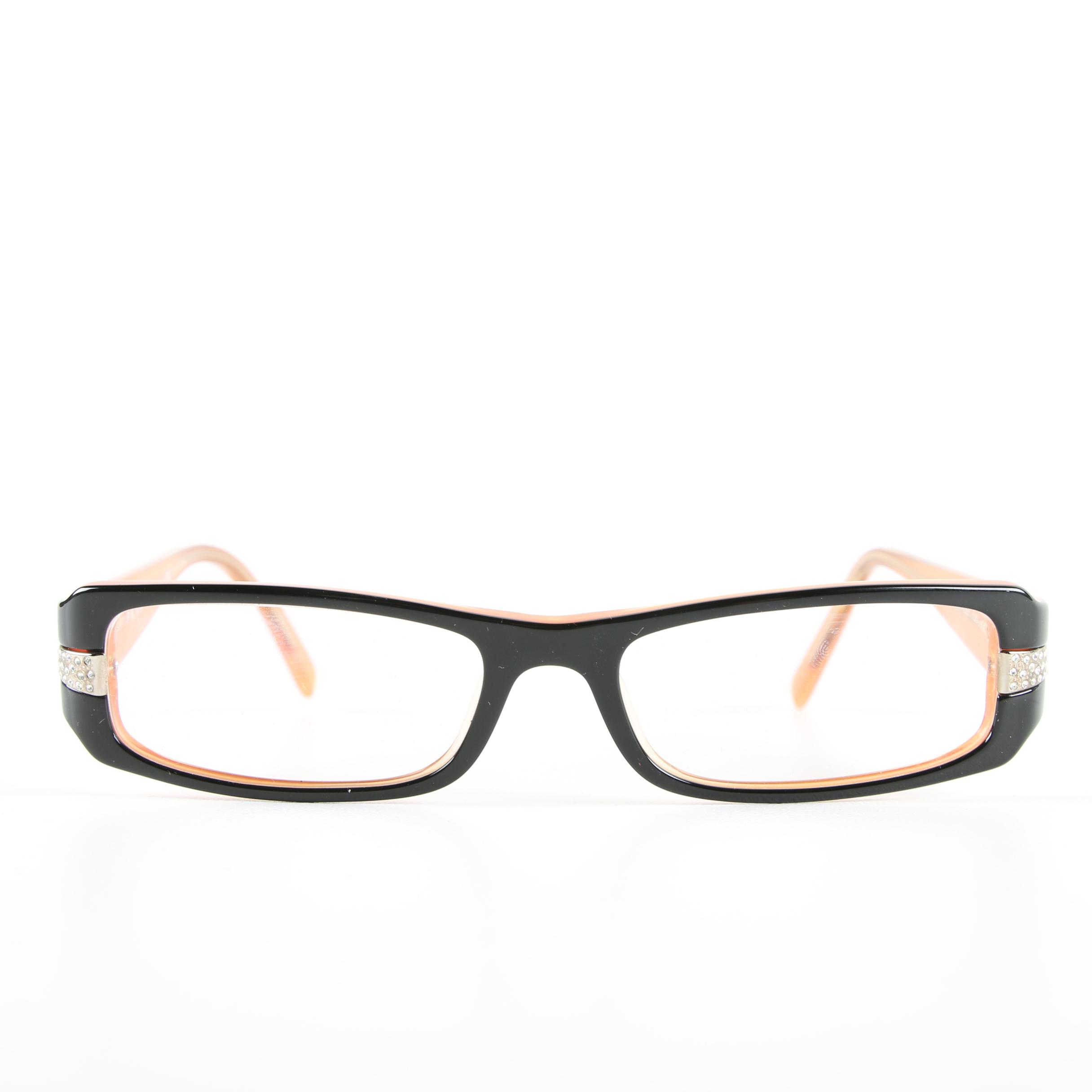 Prada VPR 221 Black and Orange Eyeglasses with Case