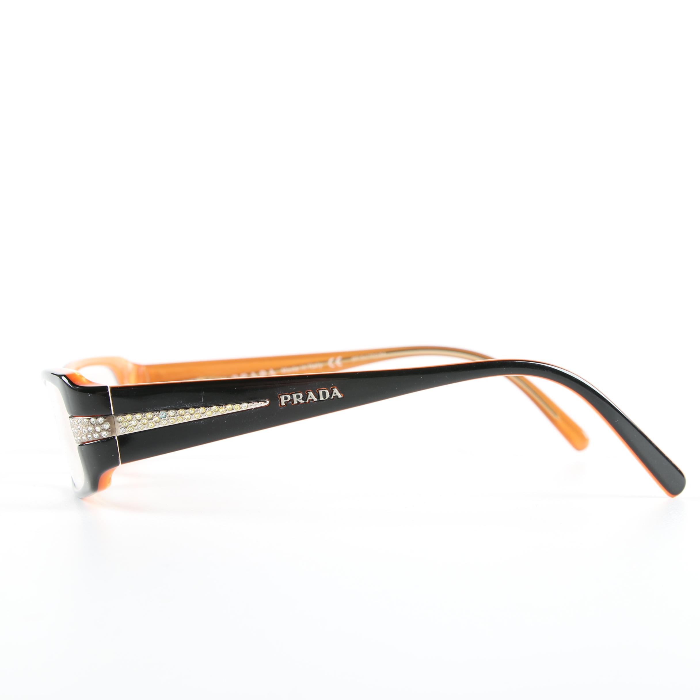 Prada VPR 221 Black and Orange Eyeglasses with Case