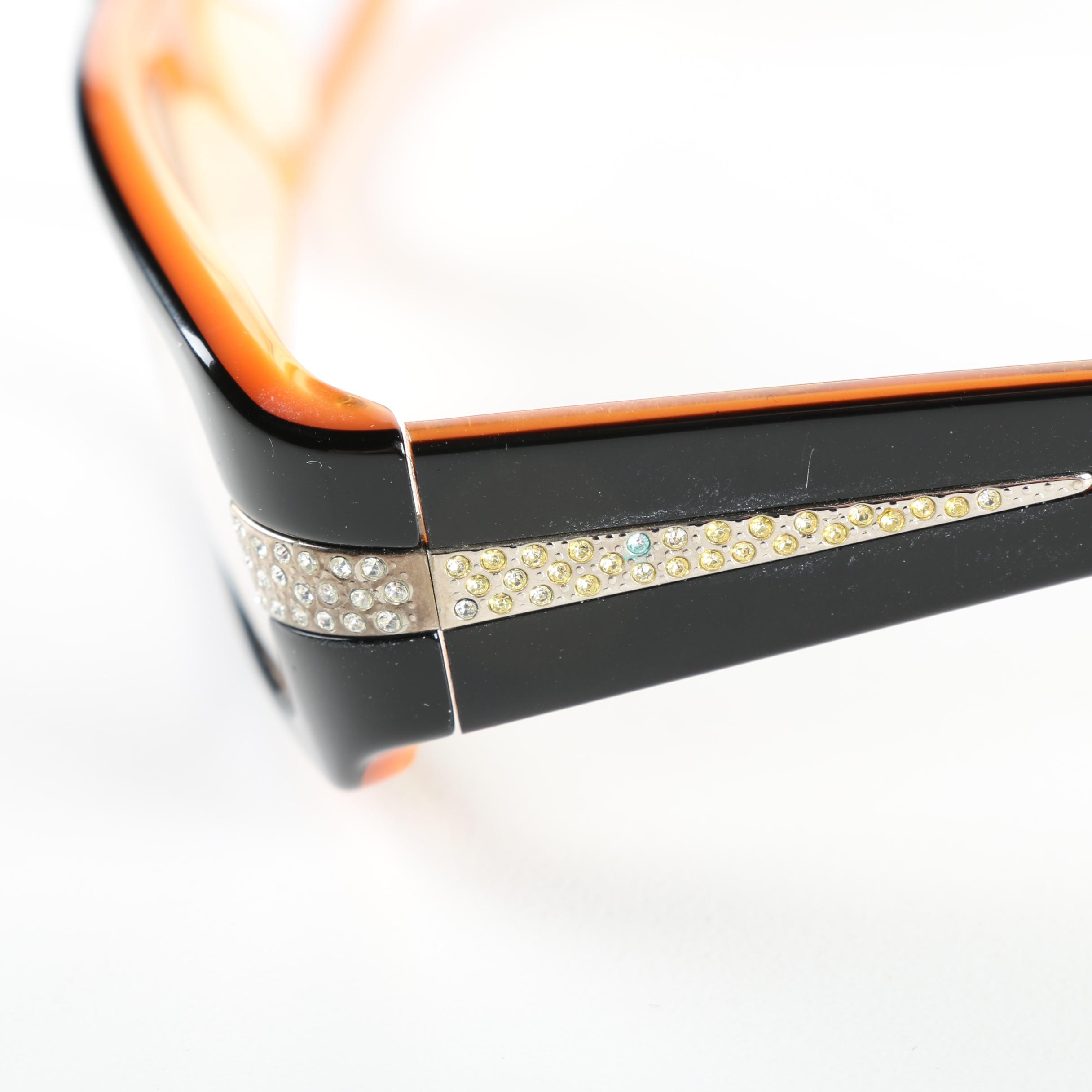 Prada VPR 221 Black and Orange Eyeglasses with Case